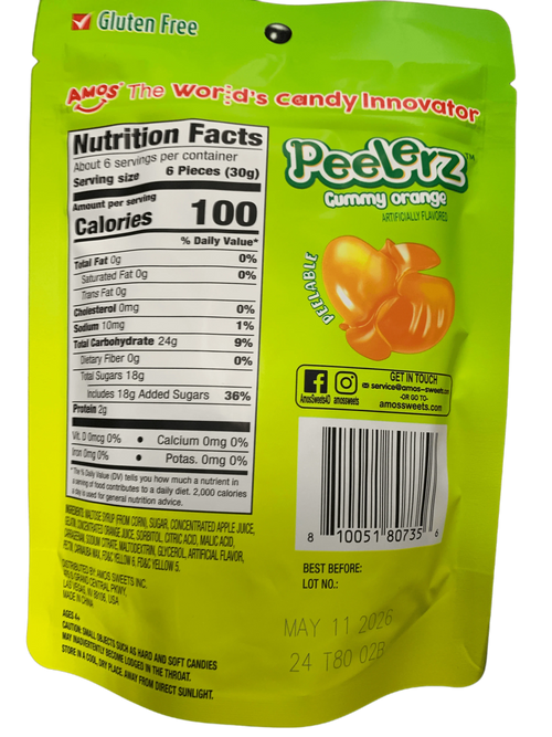 Amos Peelerz Orange Gummies 170G - U.S Edition