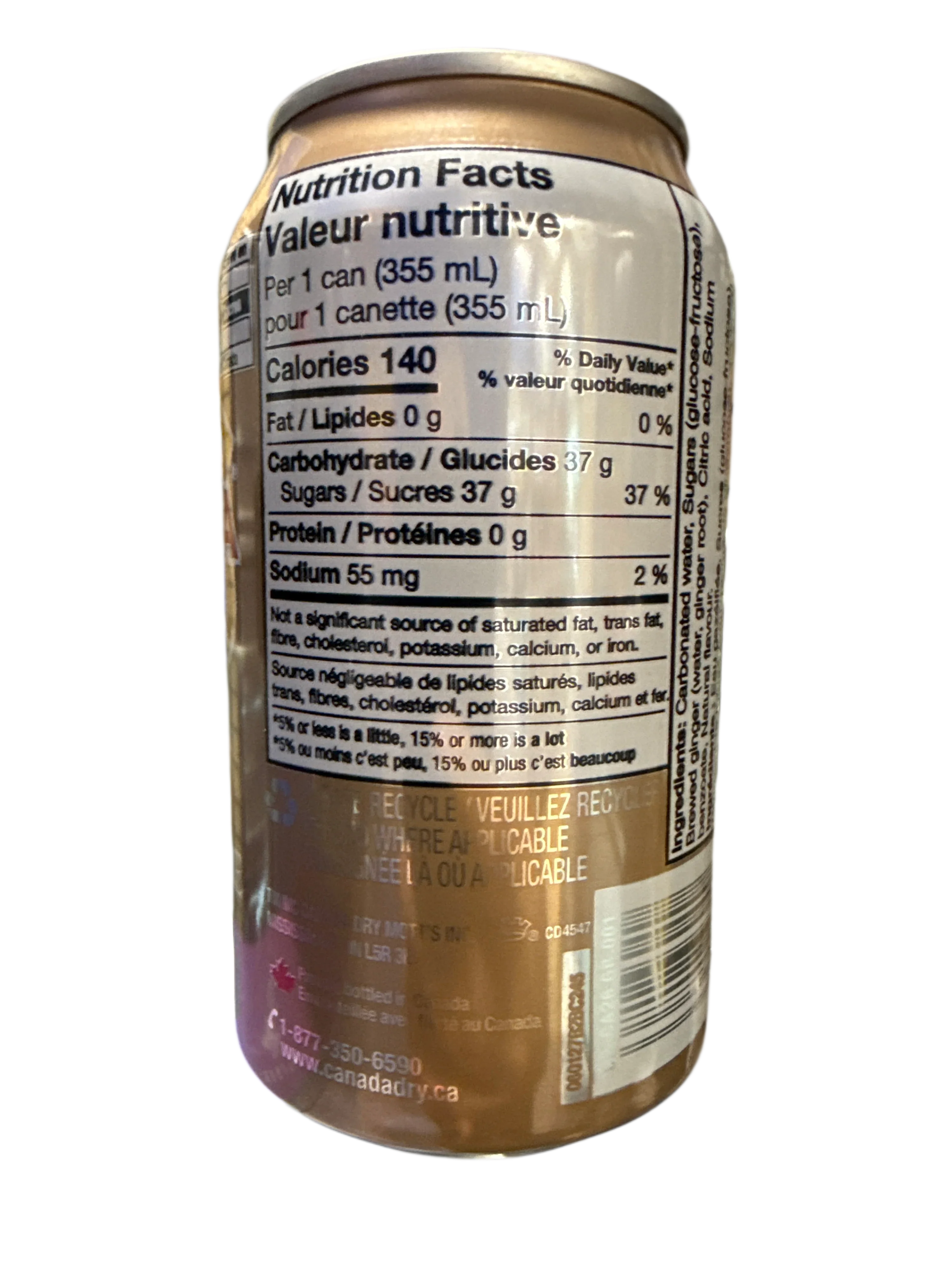 Canada Dry Ginger Beer Flavour 355ML - Canadian Edition