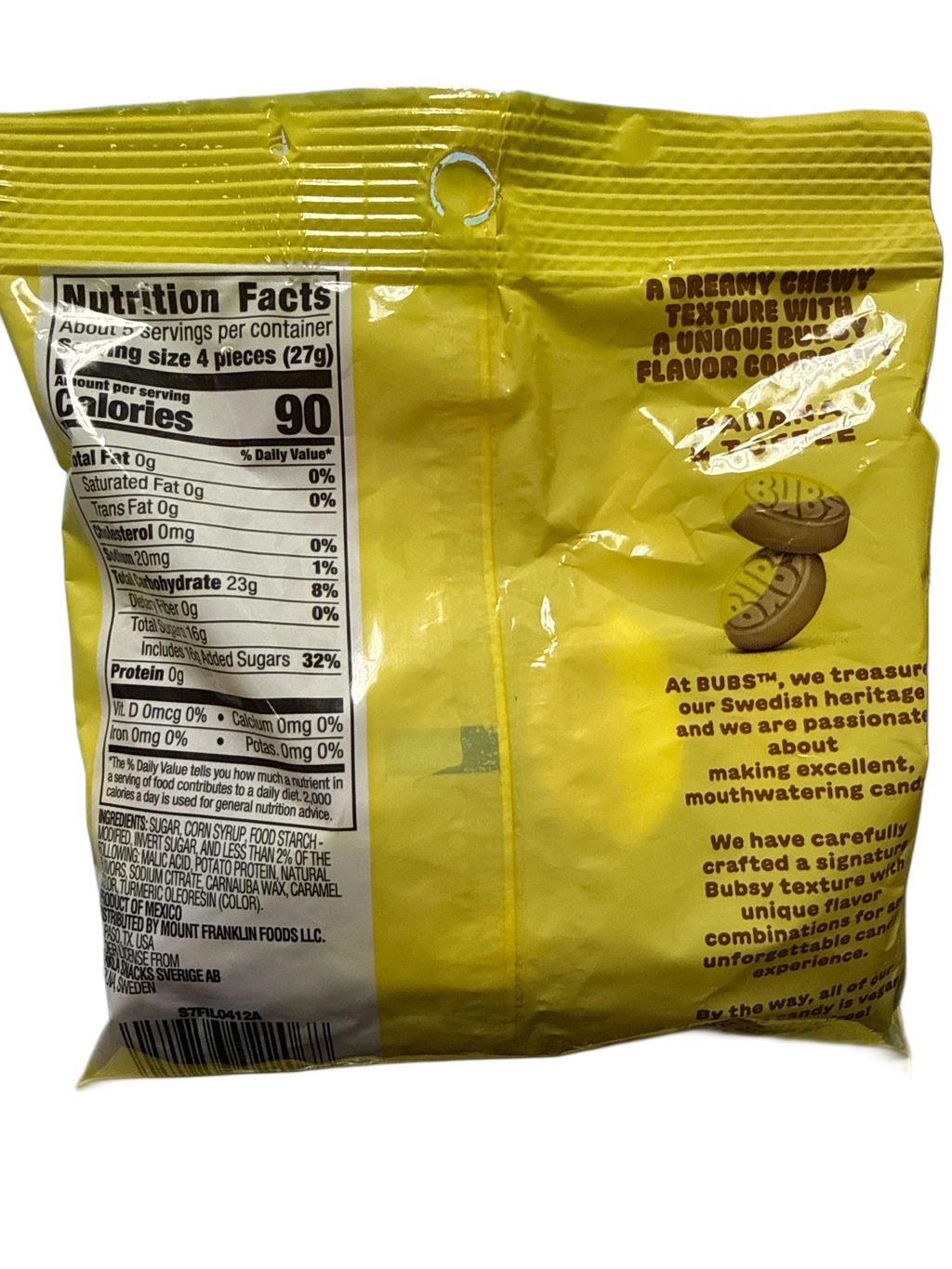 Bubs Goody Sour Ovals Banana Toffee Candy 175G - Swedish Edition