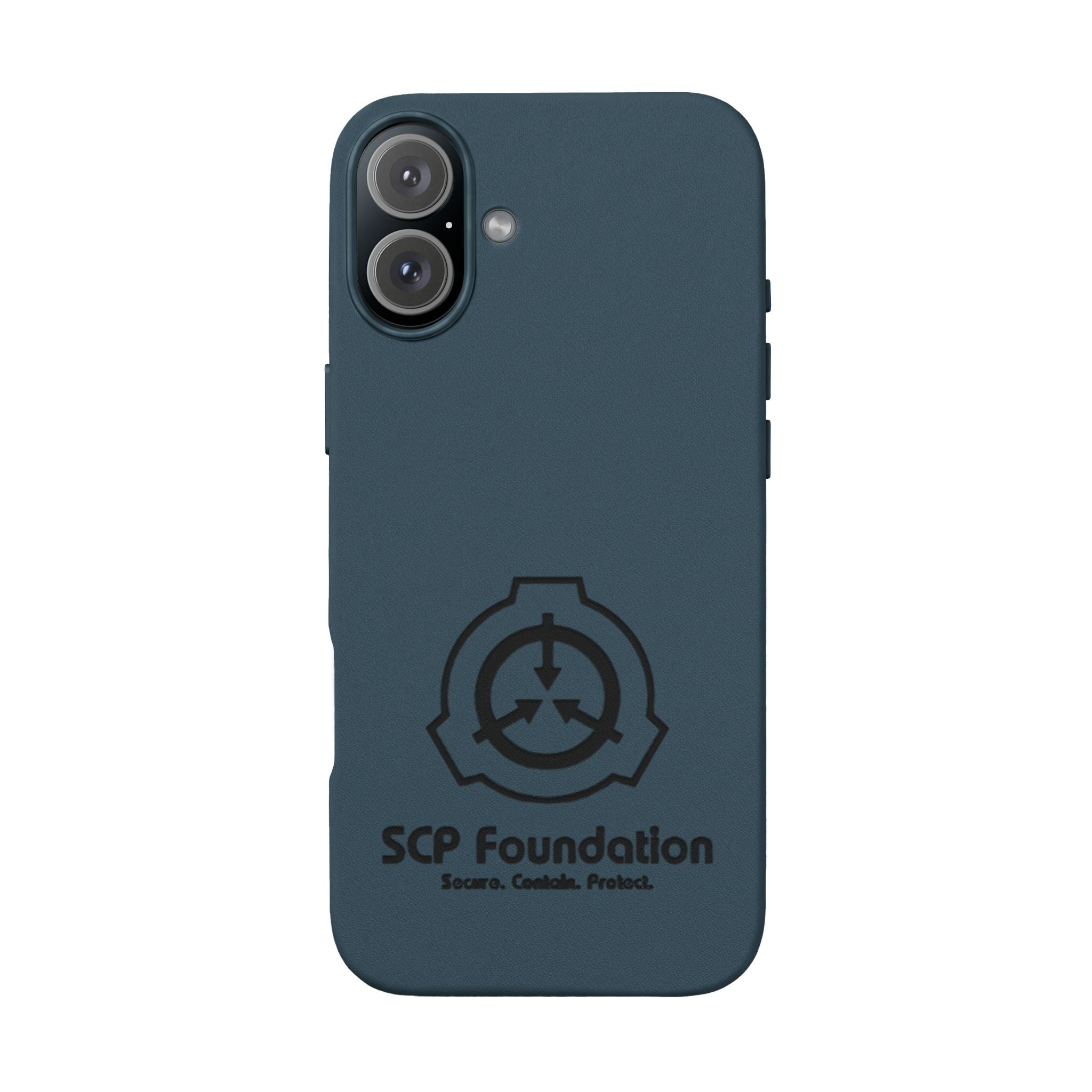 SCP Foundation PU Leather Phone Case — Embossed Logo Engraving