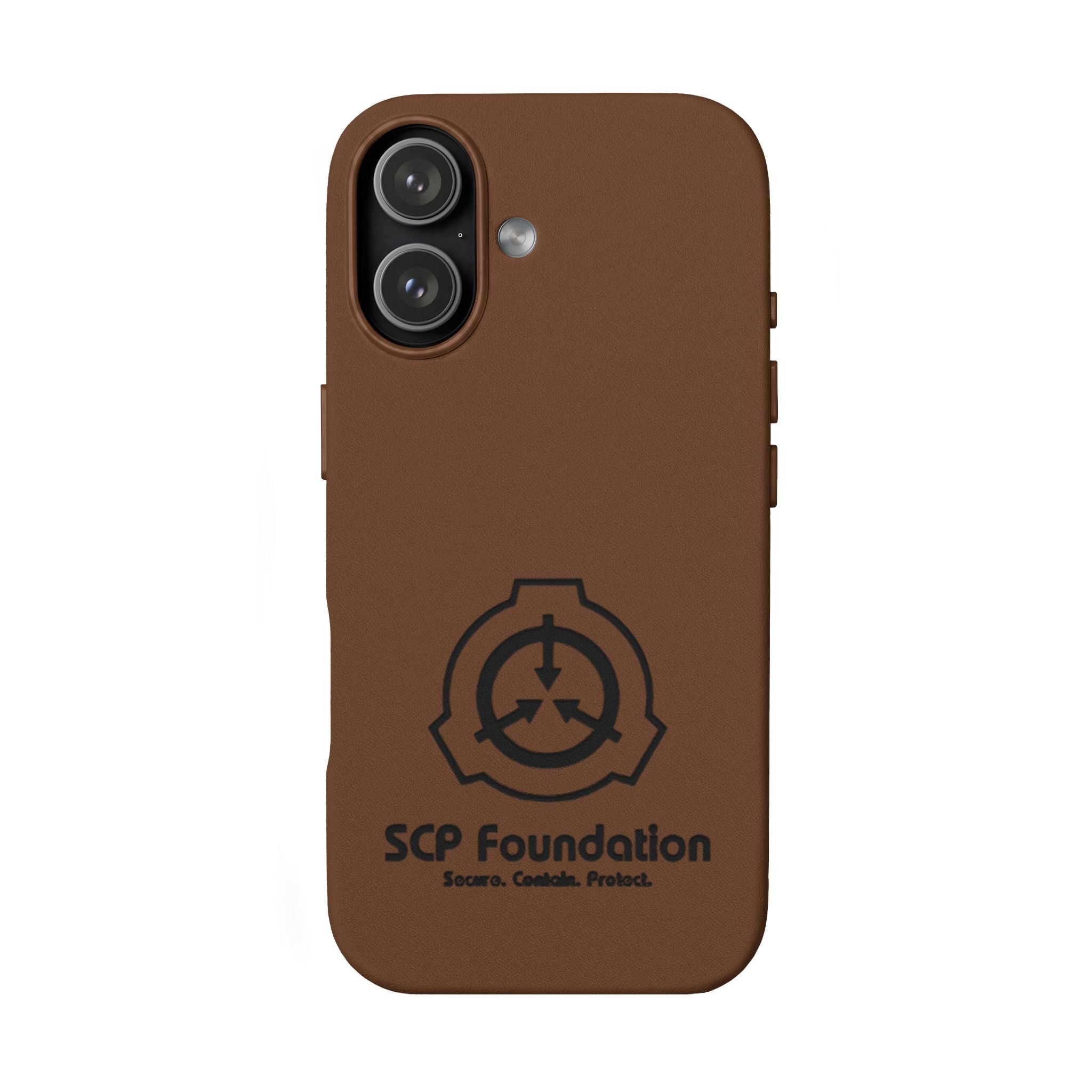 SCP Foundation PU Leather Phone Case — Embossed Logo Engraving