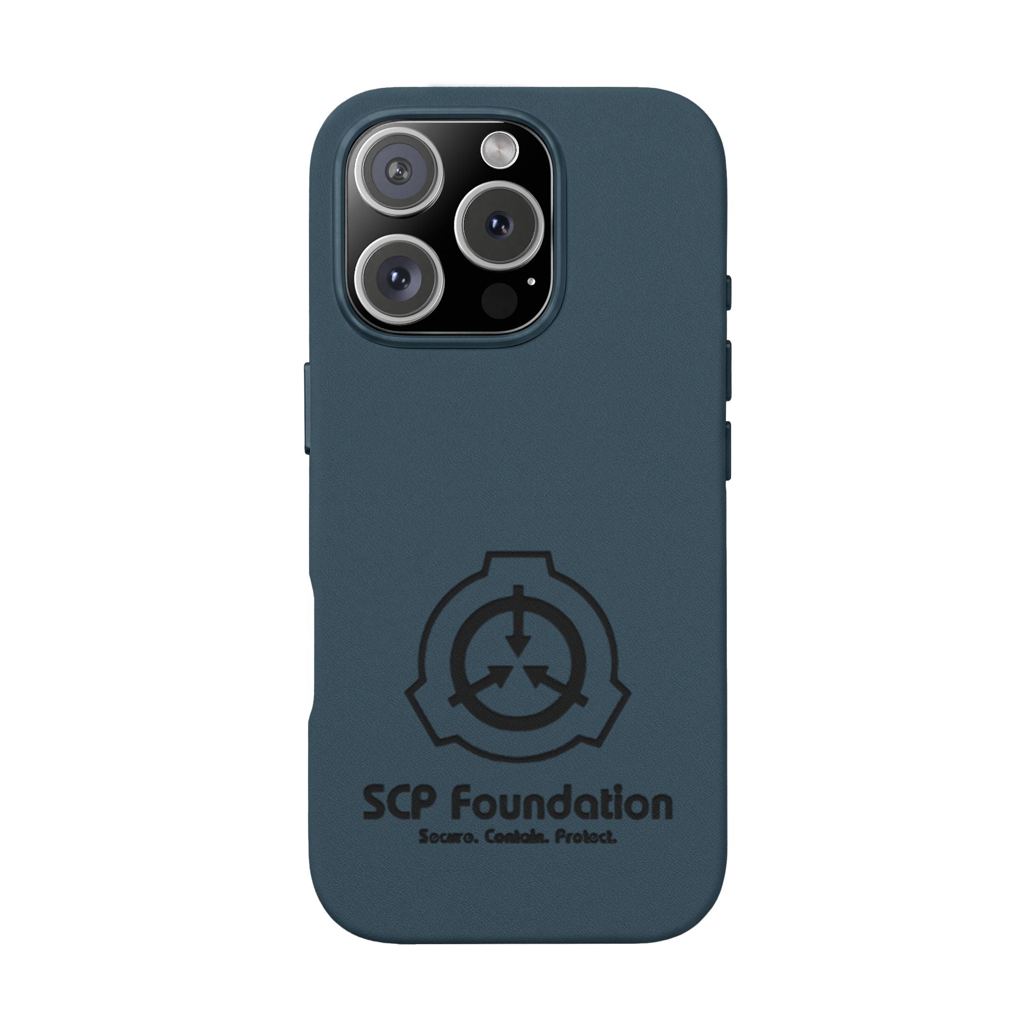 SCP Foundation PU Leather Phone Case — Embossed Logo Engraving