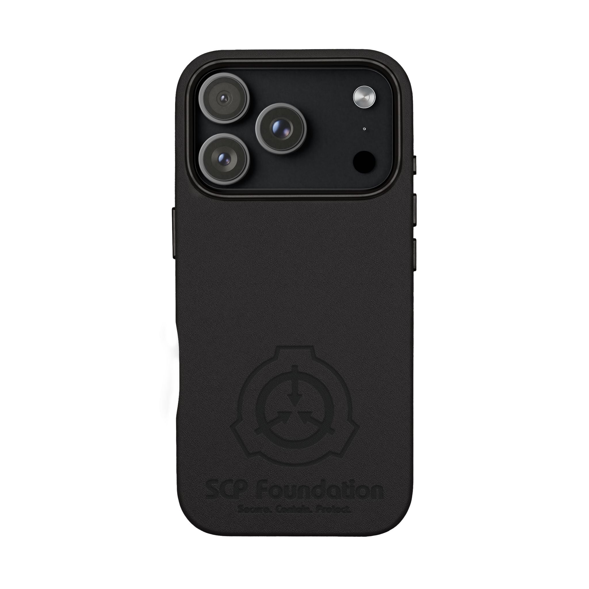 SCP Foundation PU Leather Phone Case — Embossed Logo Engraving
