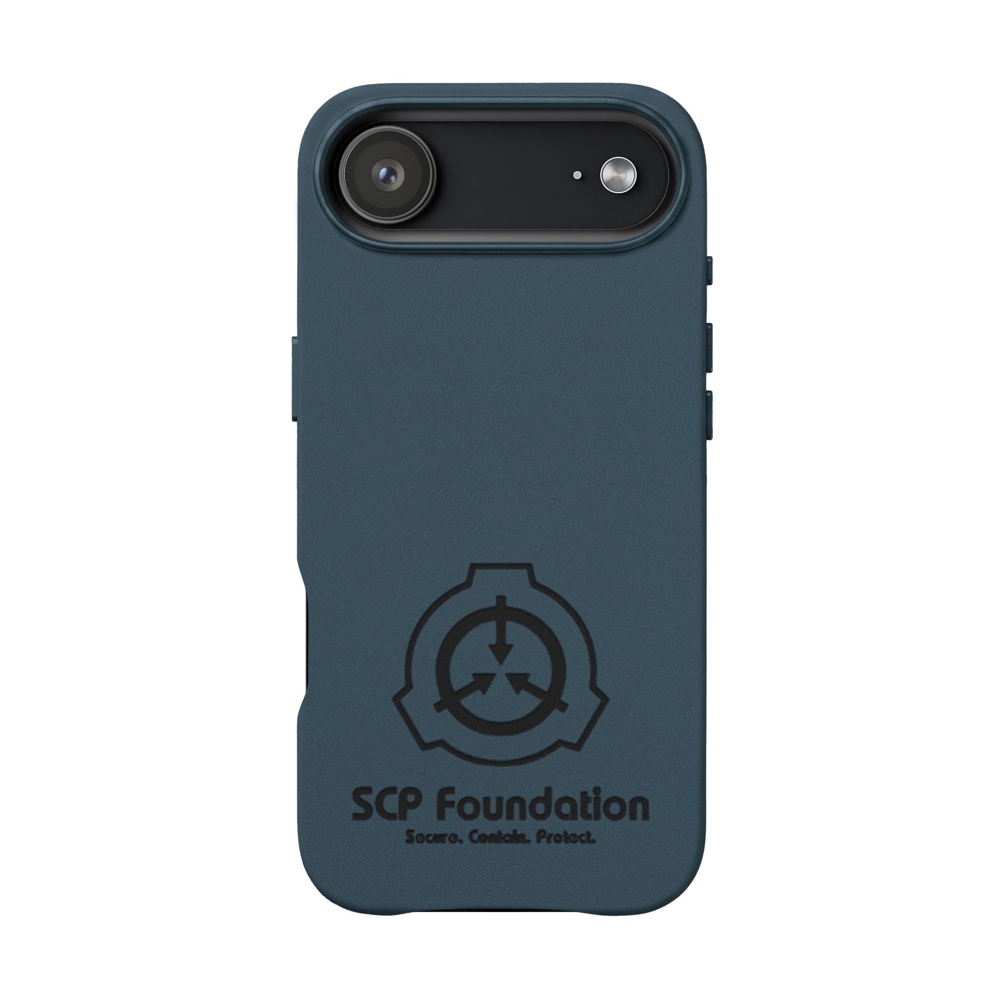 SCP Foundation PU Leather Phone Case — Embossed Logo Engraving
