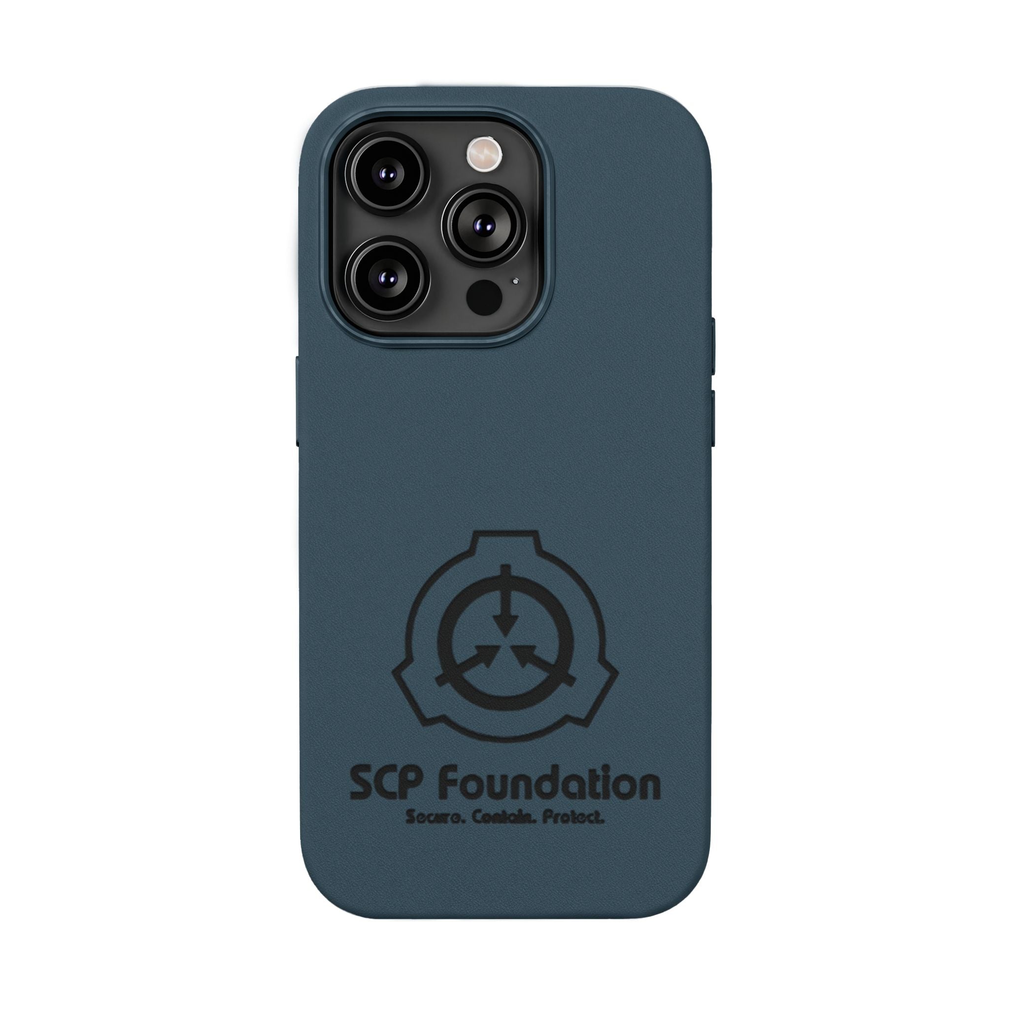 SCP Foundation PU Leather Phone Case — Embossed Logo Engraving