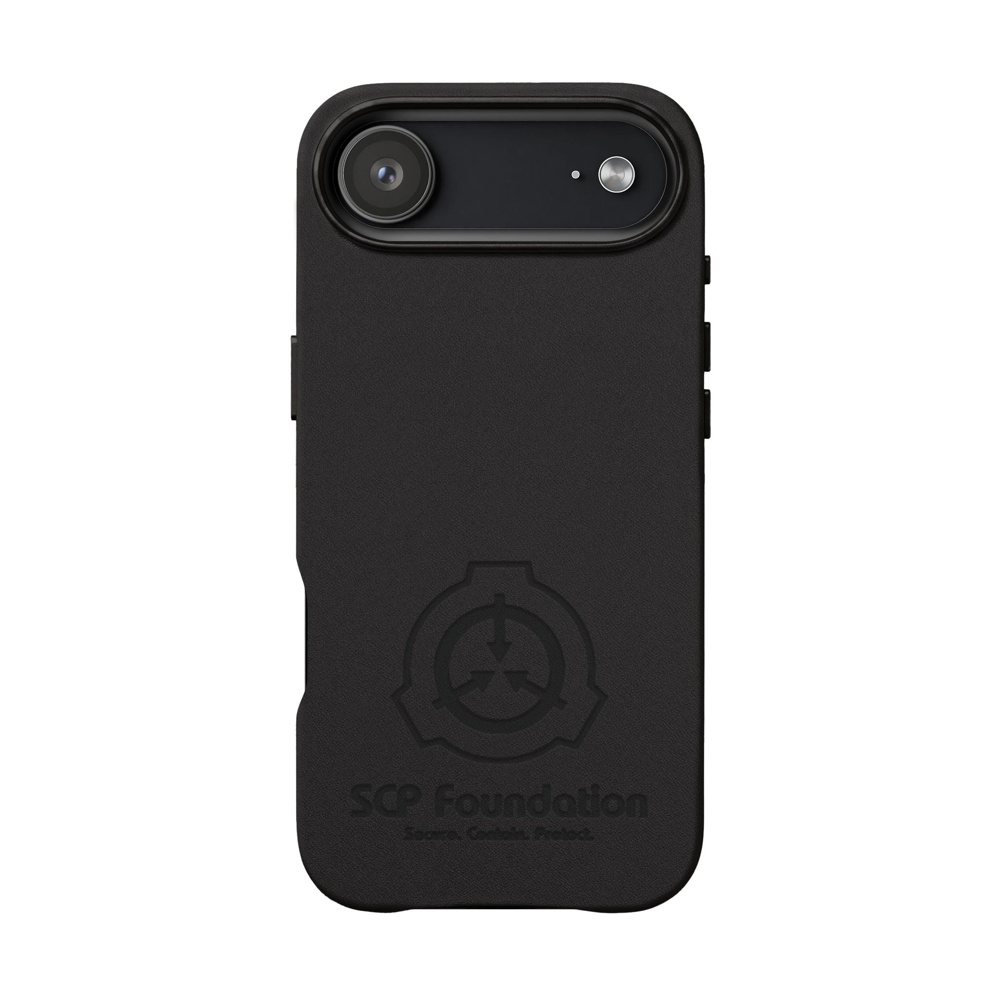 SCP Foundation PU Leather Phone Case — Embossed Logo Engraving