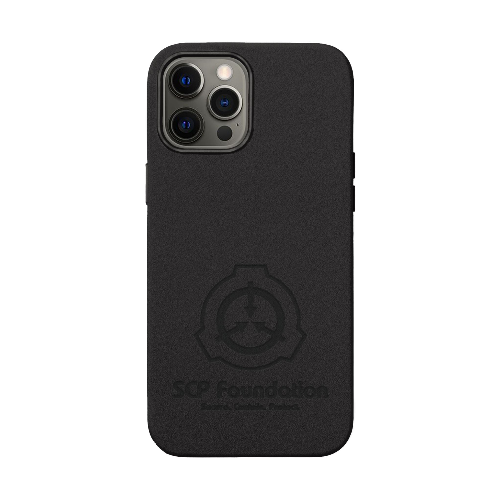 SCP Foundation PU Leather Phone Case — Embossed Logo Engraving