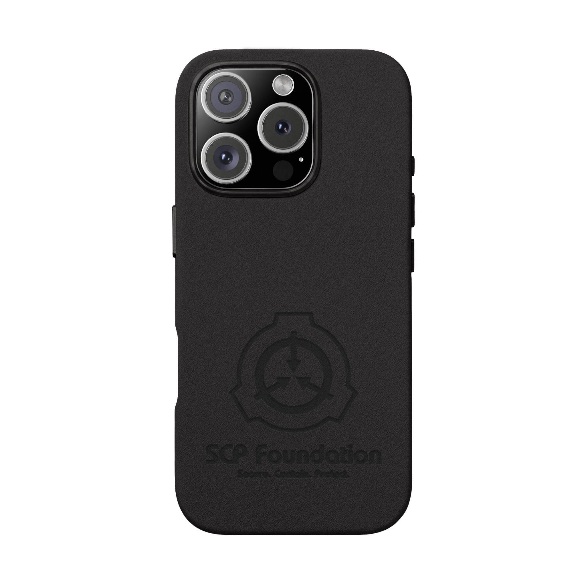 SCP Foundation PU Leather Phone Case — Embossed Logo Engraving