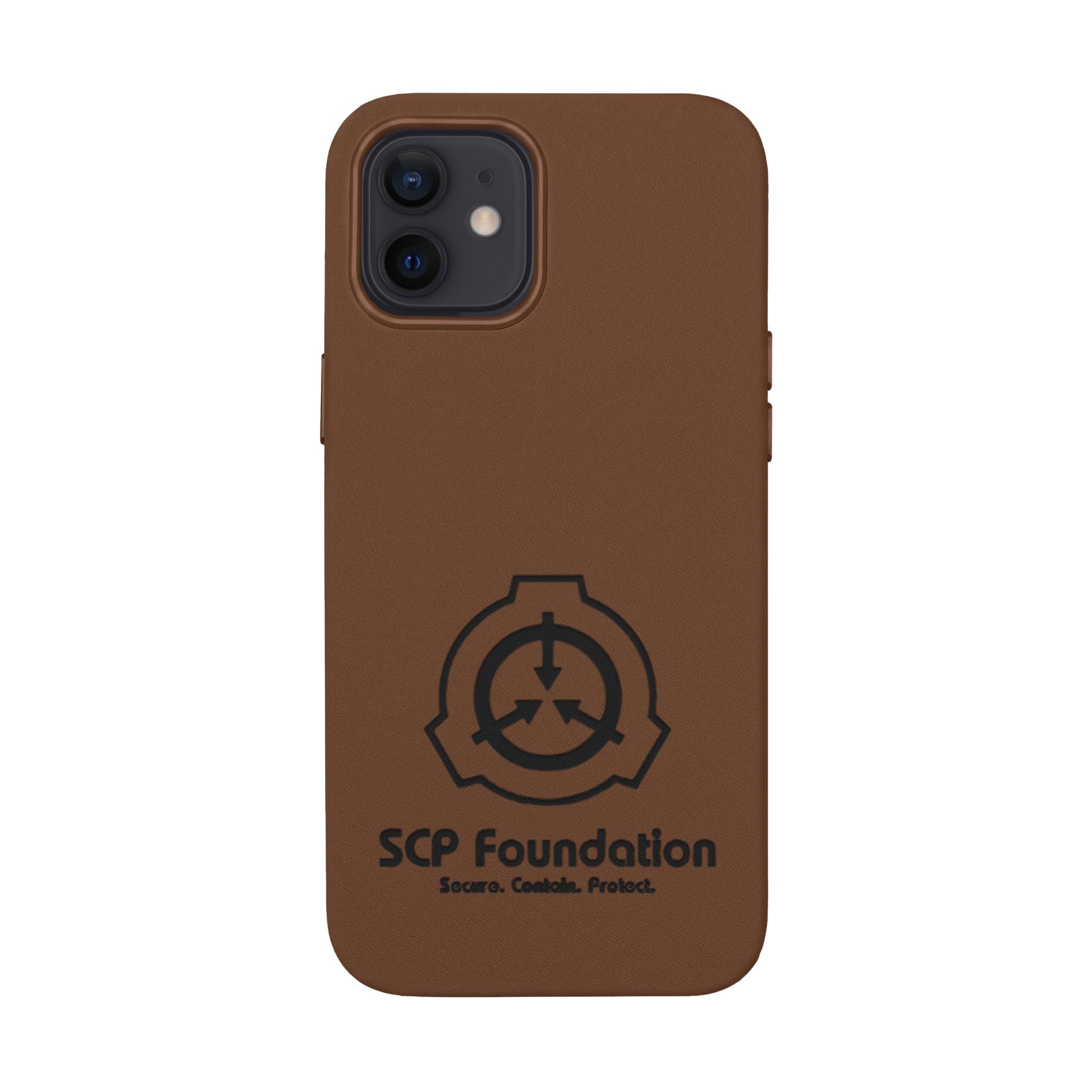 SCP Foundation PU Leather Phone Case — Embossed Logo Engraving