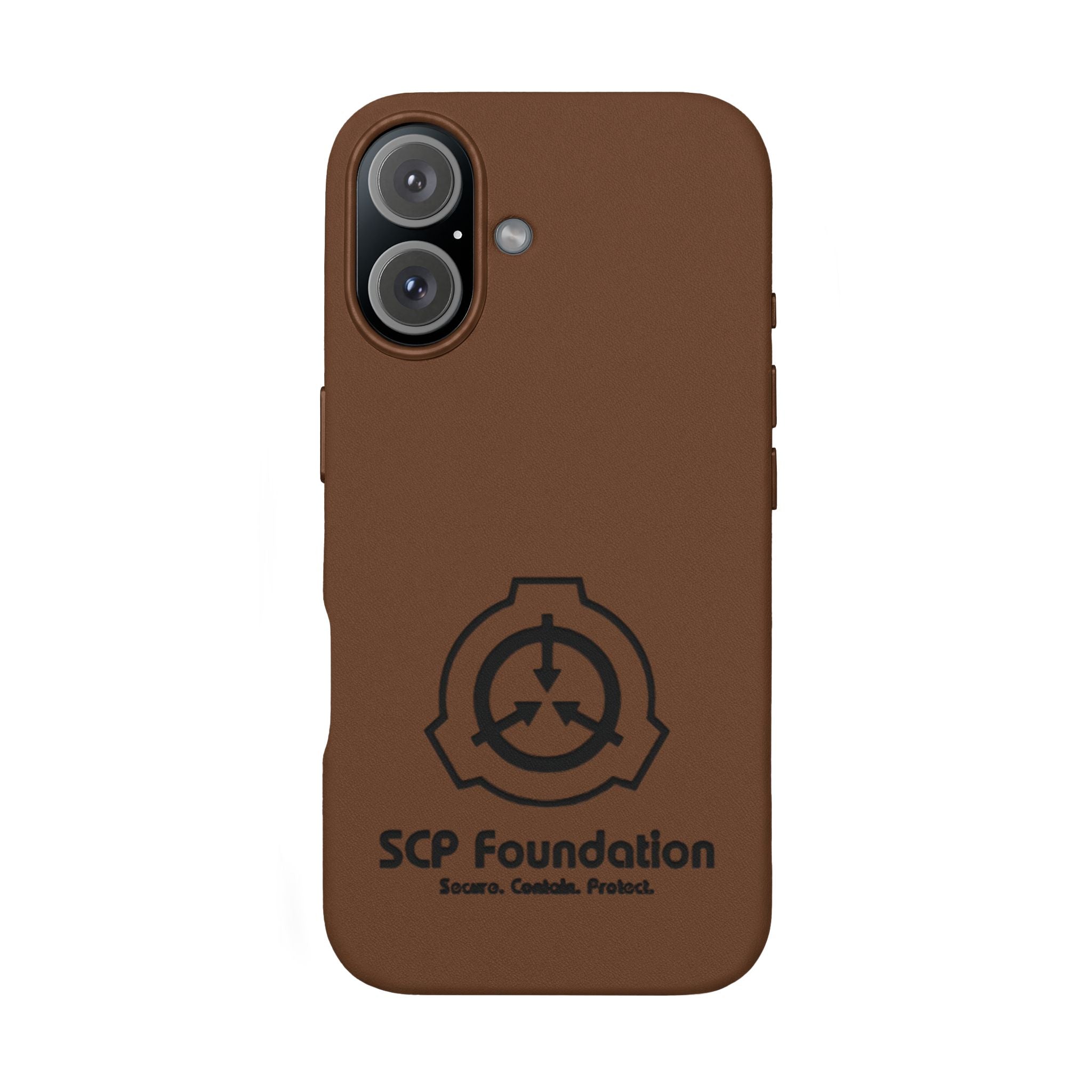 SCP Foundation PU Leather Phone Case — Embossed Logo Engraving