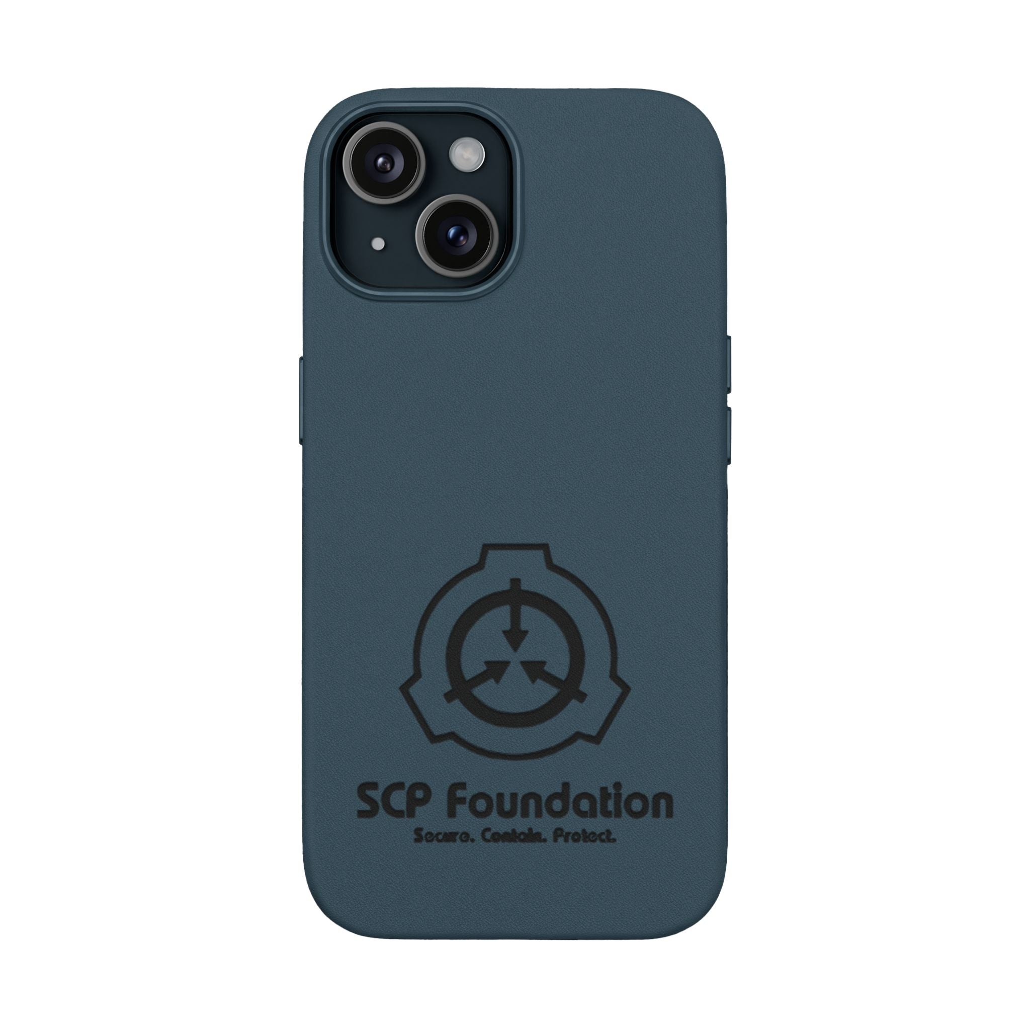 SCP Foundation PU Leather Phone Case — Embossed Logo Engraving