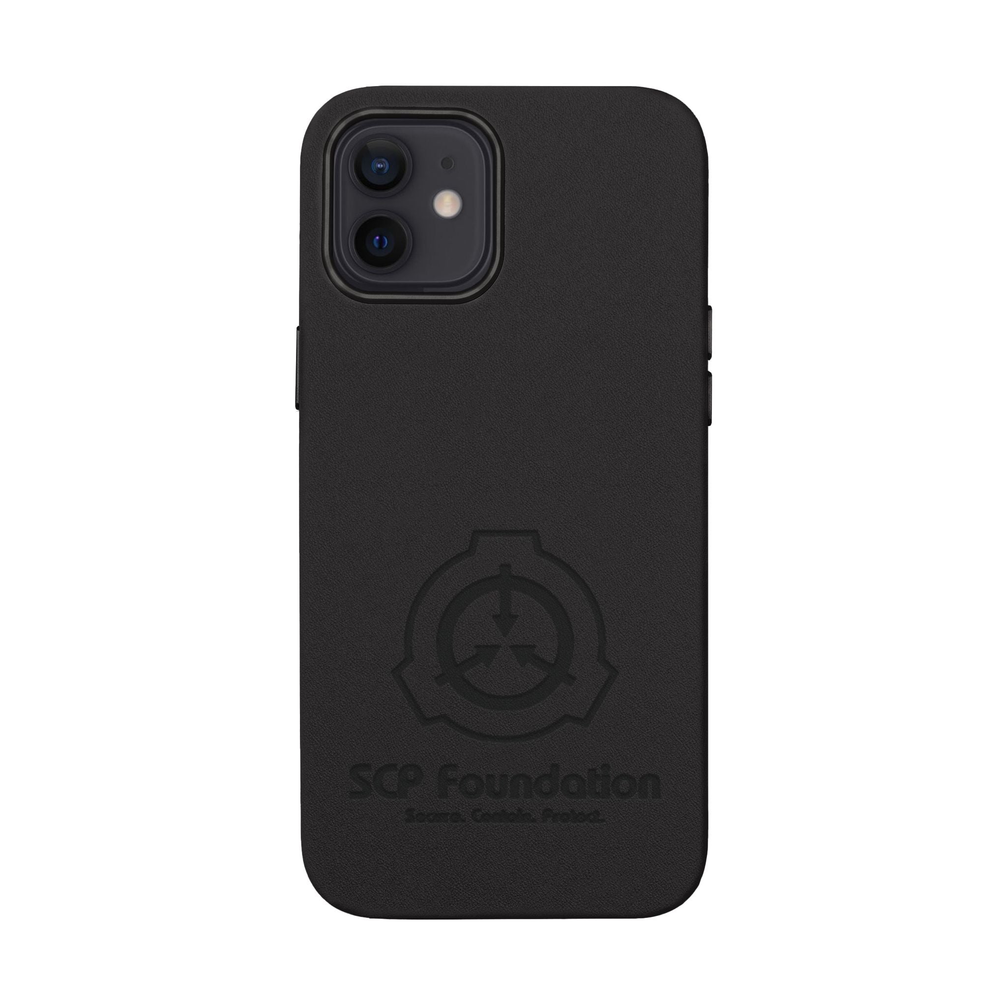 SCP Foundation PU Leather Phone Case — Embossed Logo Engraving