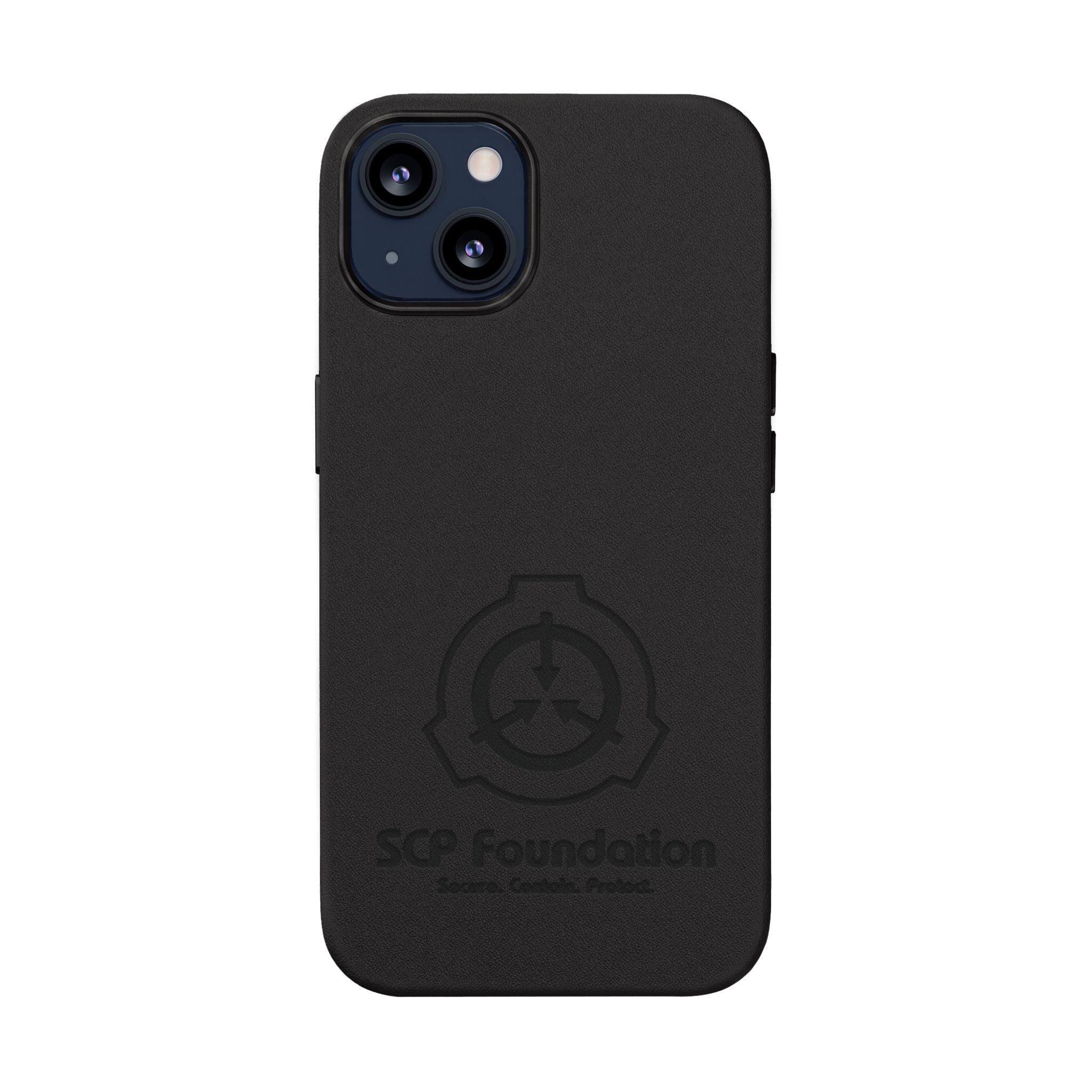 SCP Foundation PU Leather Phone Case — Embossed Logo Engraving