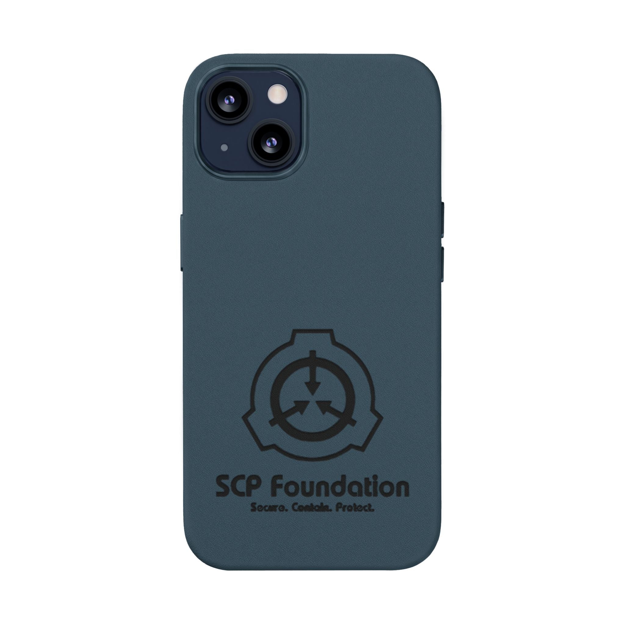 SCP Foundation PU Leather Phone Case — Embossed Logo Engraving