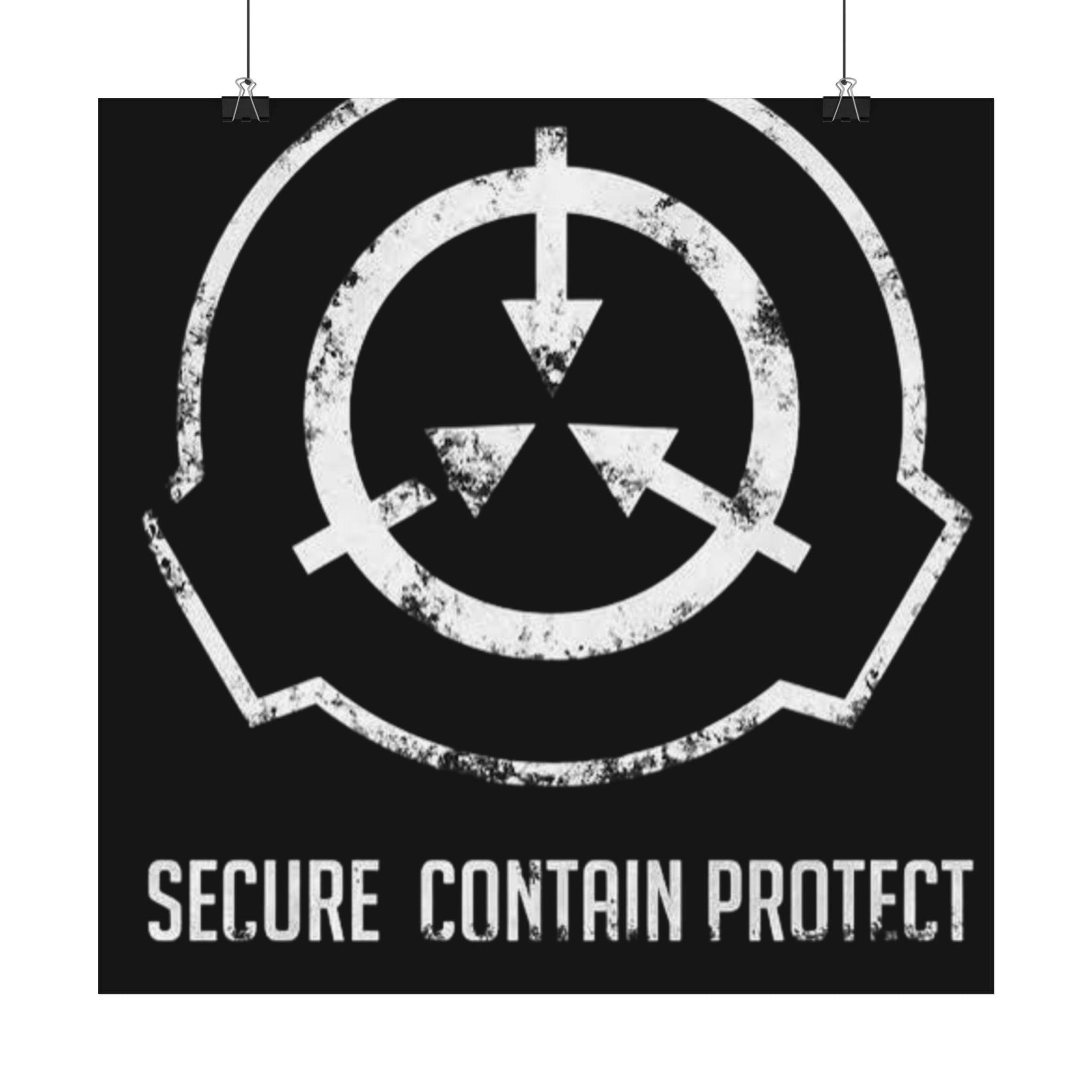 SCP Foundation Satin Poster — "Secure Contain Protect" Black Logo Wall Art