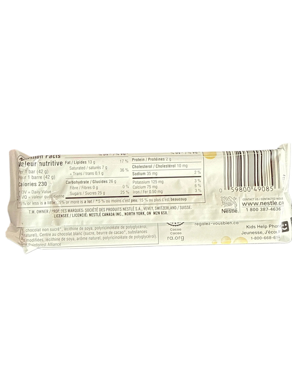 Aero White Chocolate Bar 42G - Canadian Version