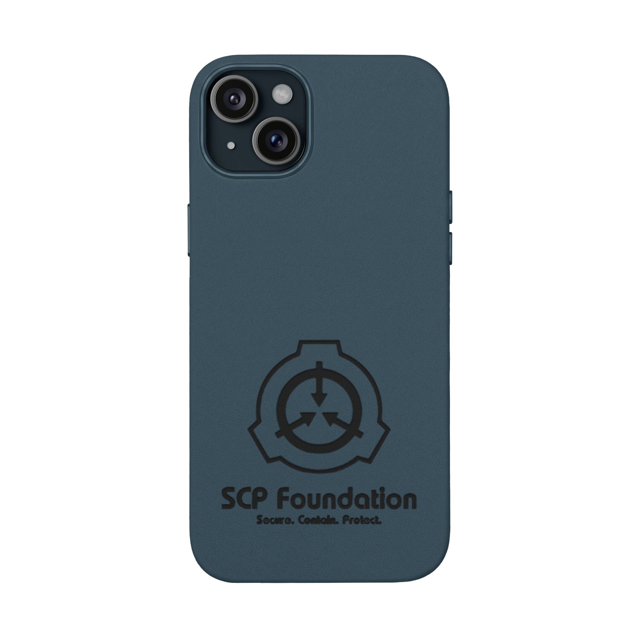 SCP Foundation PU Leather Phone Case — Embossed Logo Engraving