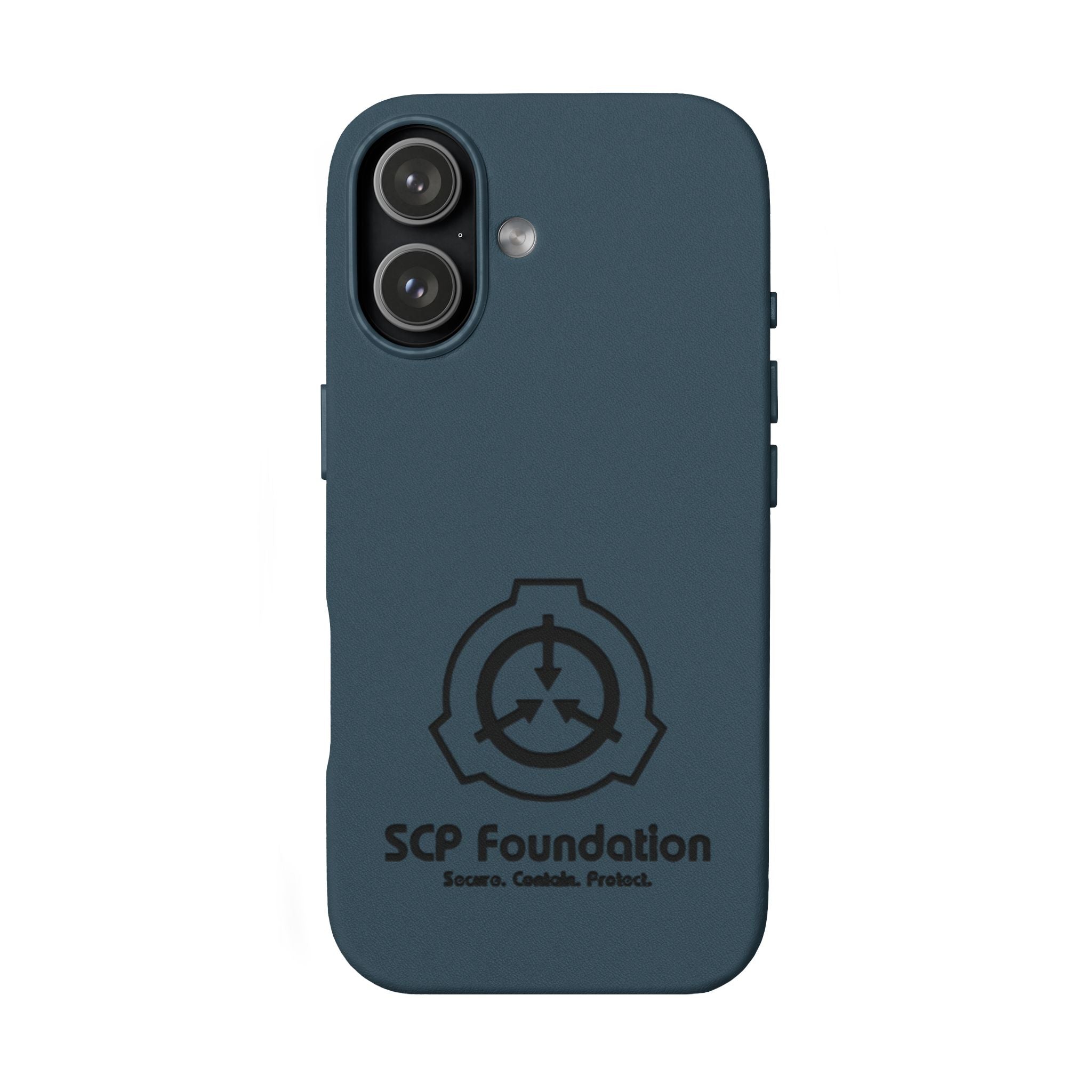 SCP Foundation PU Leather Phone Case — Embossed Logo Engraving