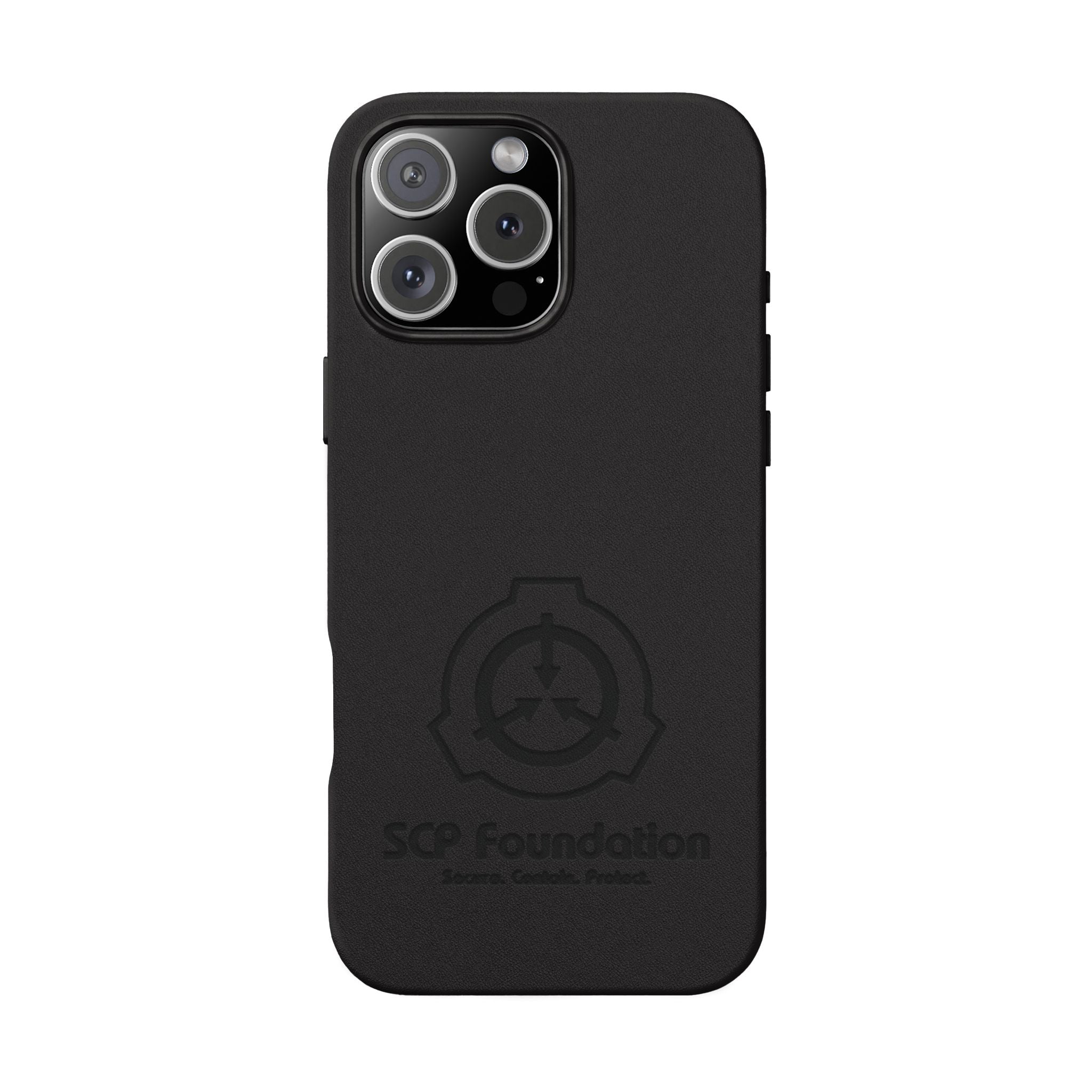 SCP Foundation PU Leather Phone Case — Embossed Logo Engraving