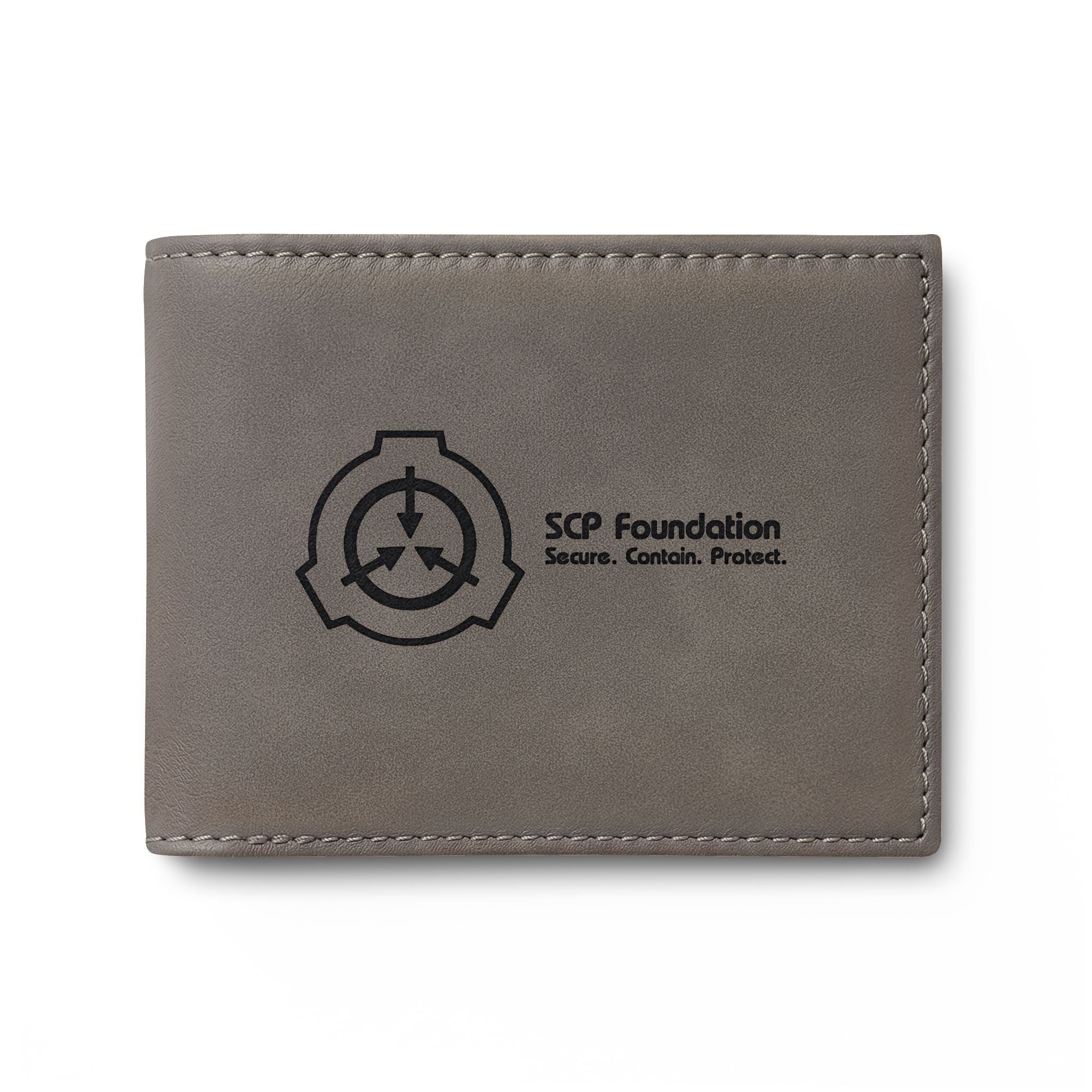 SCP Foundation Bi-Fold Wallet — Slim Leather Card Wallet with Logo Flip