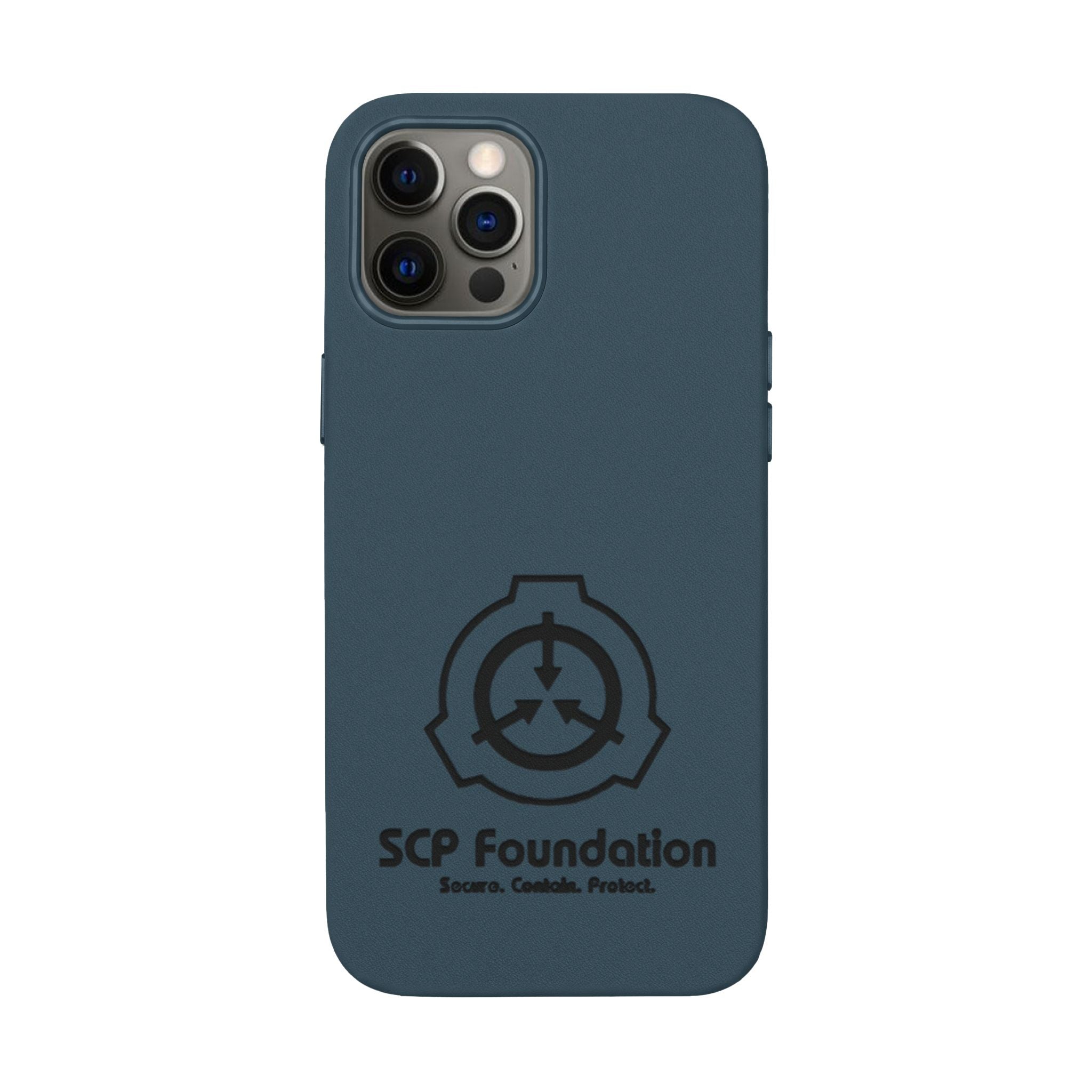 SCP Foundation PU Leather Phone Case — Embossed Logo Engraving