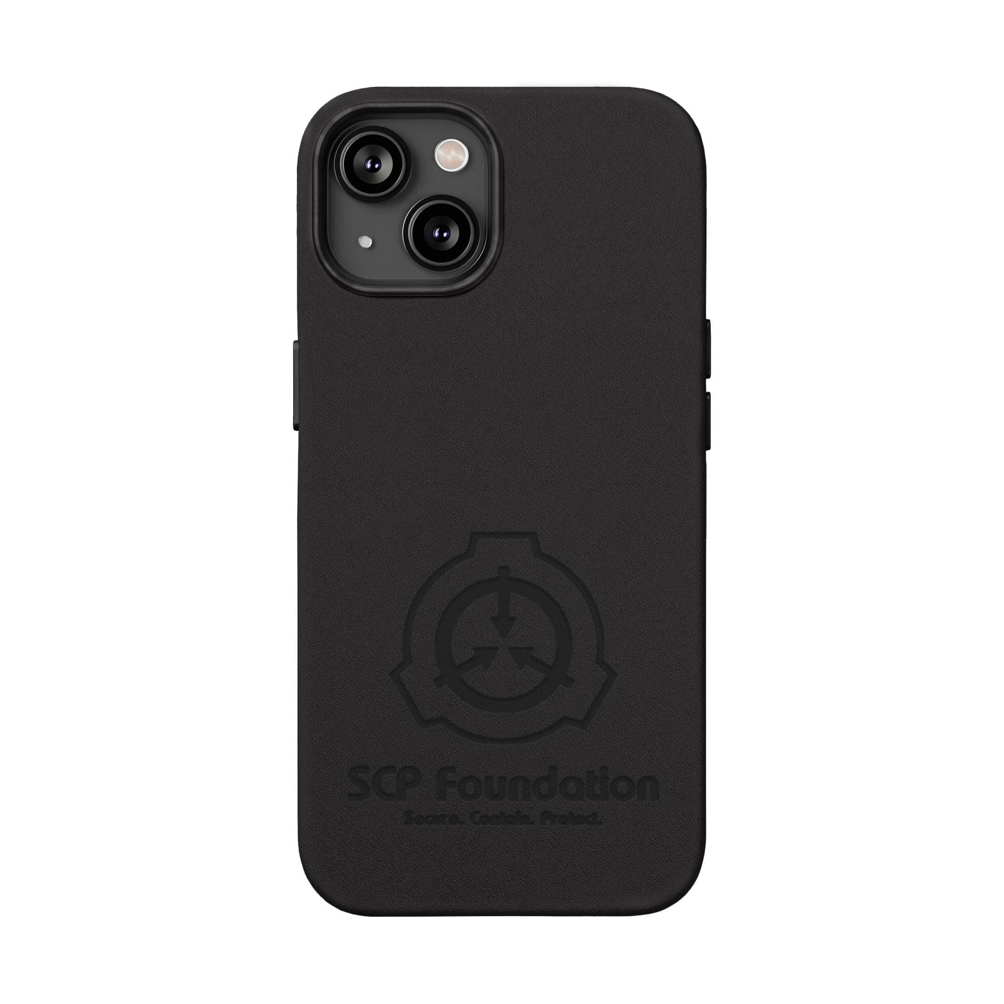 SCP Foundation PU Leather Phone Case — Embossed Logo Engraving