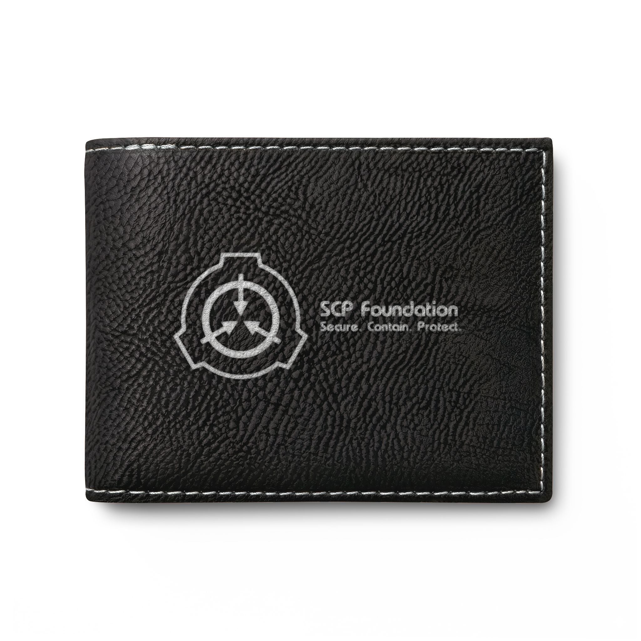 SCP Foundation Bi-Fold Wallet — Slim Leather Card Wallet with Logo Flip