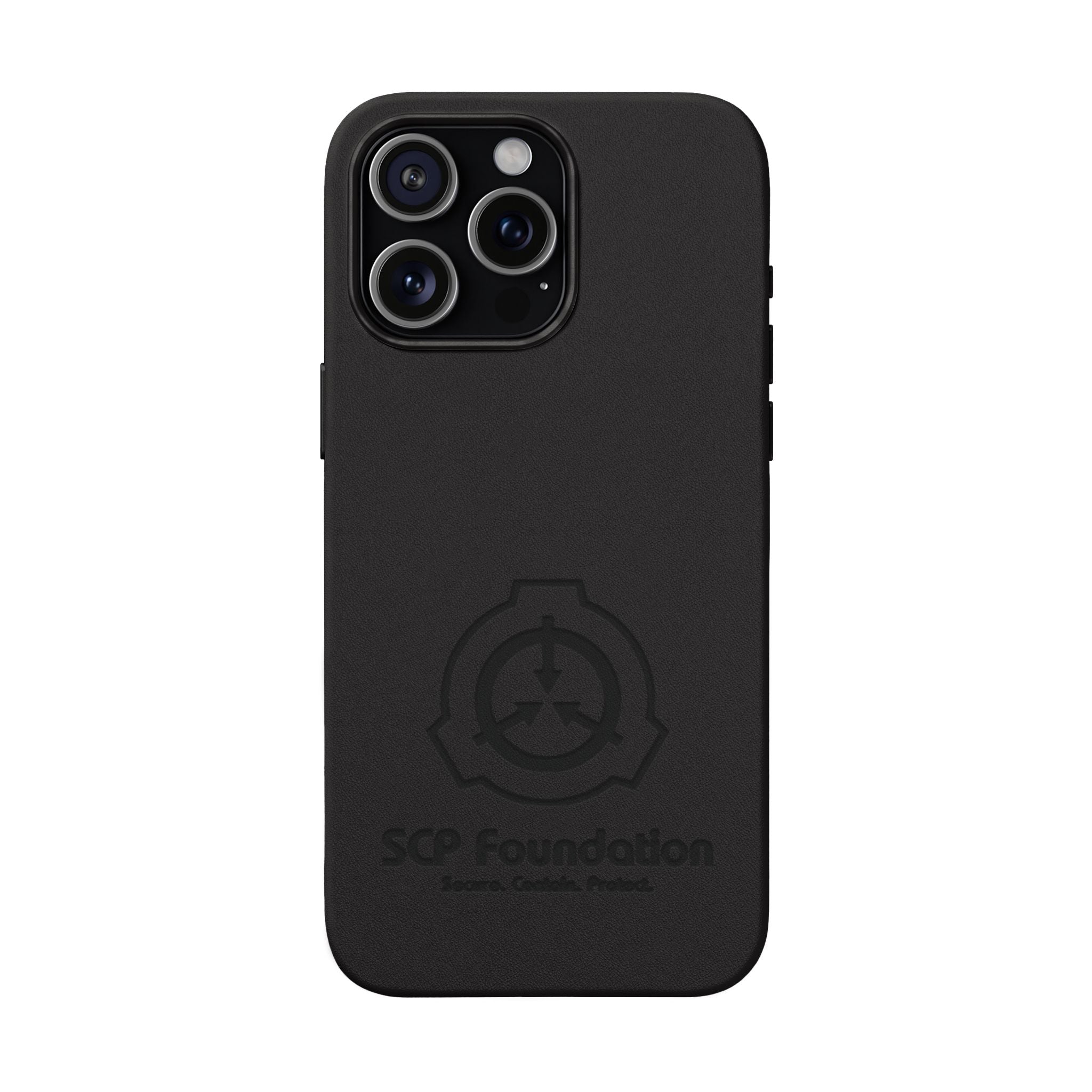 SCP Foundation PU Leather Phone Case — Embossed Logo Engraving