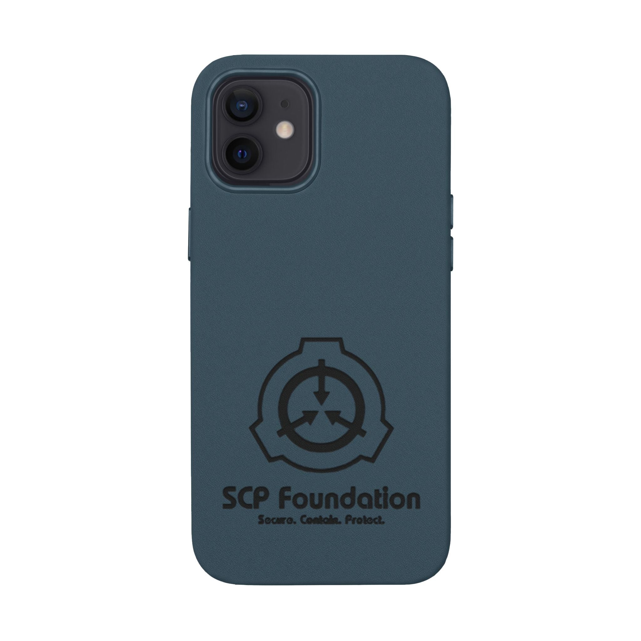 SCP Foundation PU Leather Phone Case — Embossed Logo Engraving