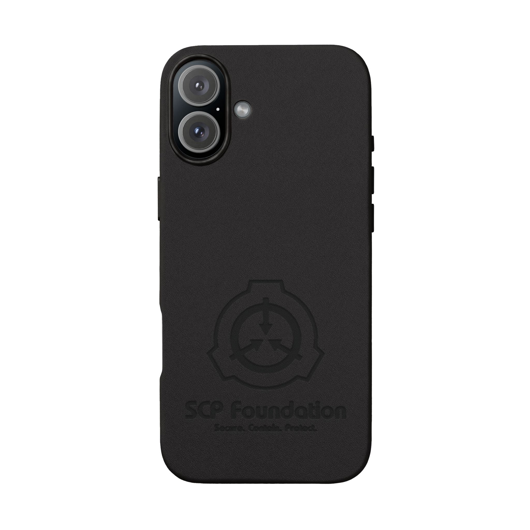 SCP Foundation PU Leather Phone Case — Embossed Logo Engraving