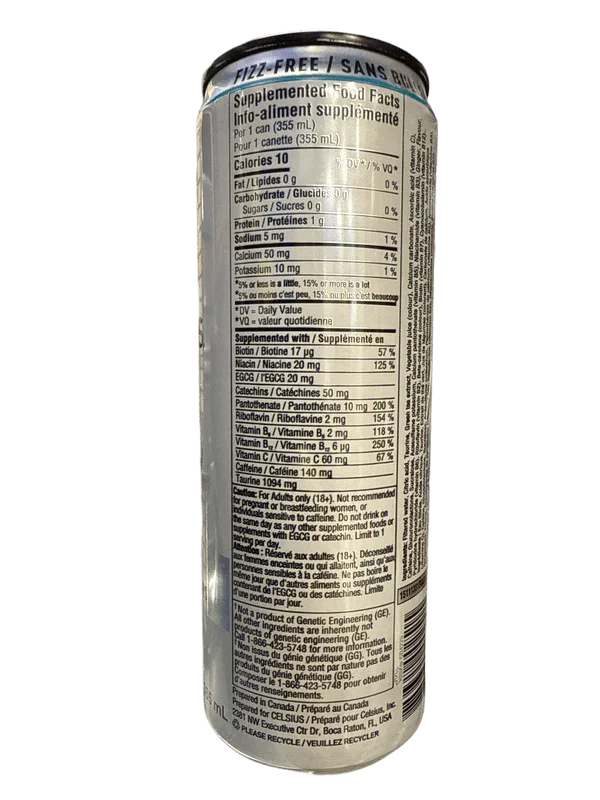 Celsius Sugar Free Fizz Free Blue Razz Lemonade 355ML - Canadian Edition
