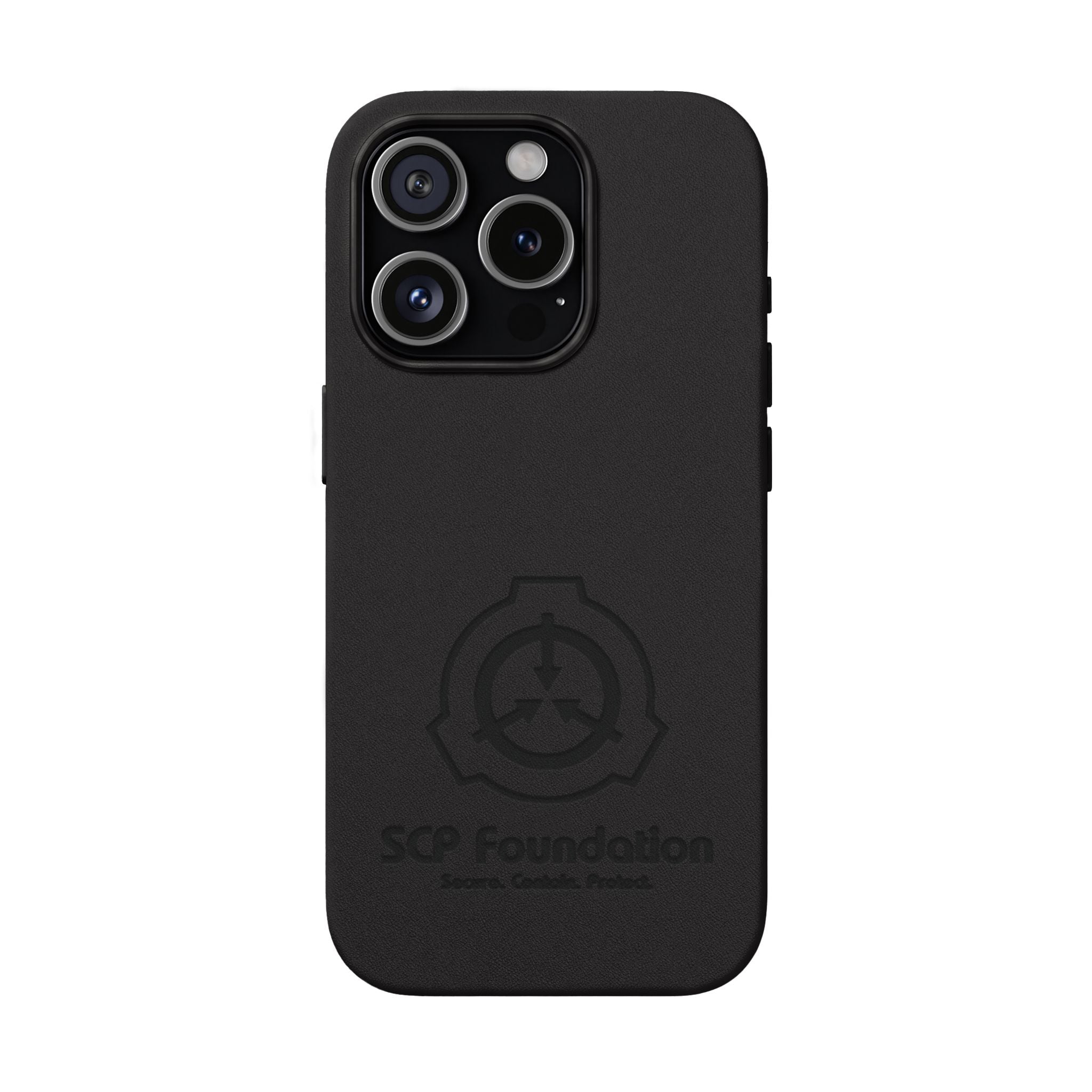 SCP Foundation PU Leather Phone Case — Embossed Logo Engraving