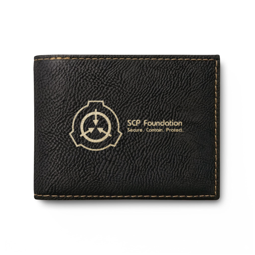 SCP Foundation Bi-Fold Wallet — Slim Leather Card Wallet with Logo Flip