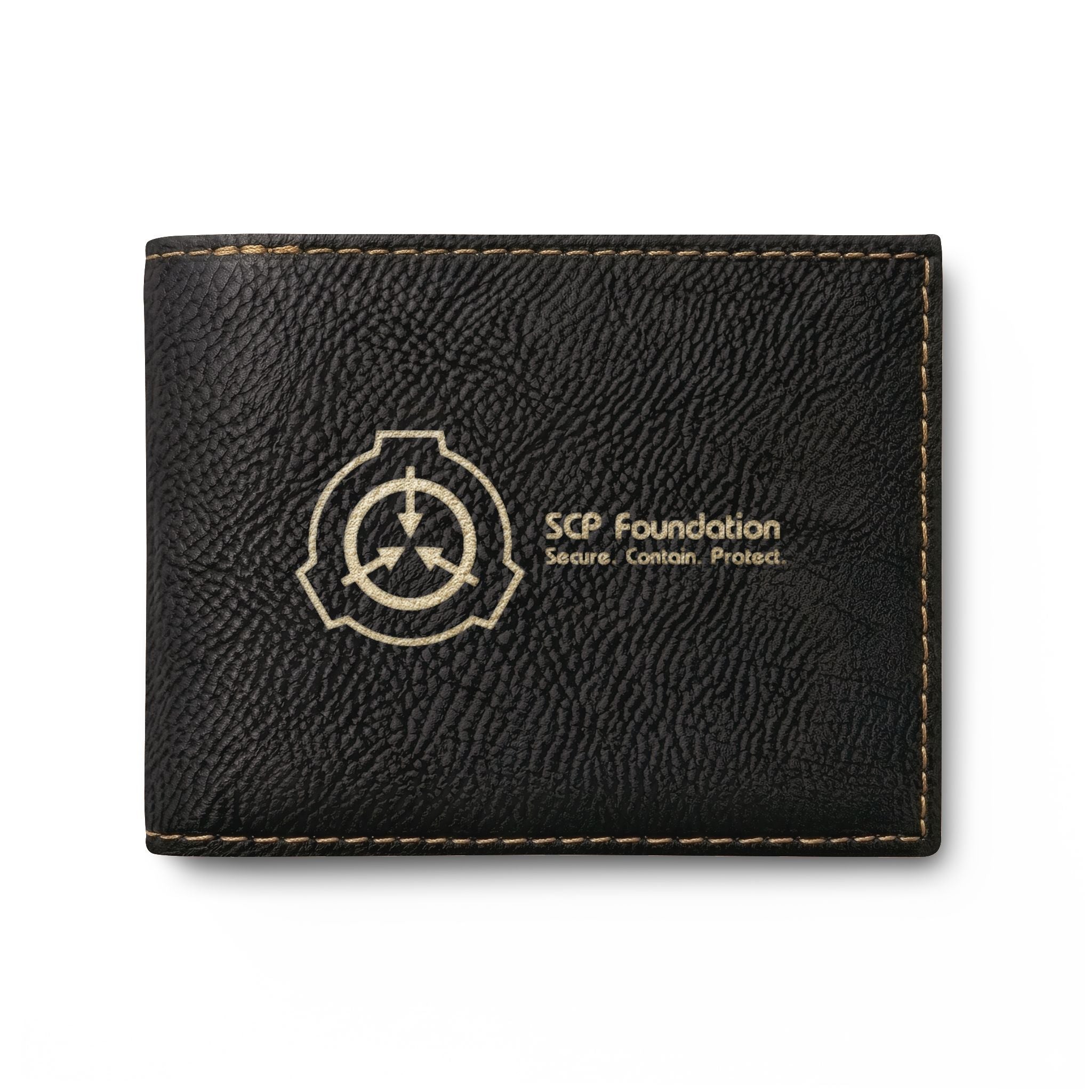 SCP Foundation Bi-Fold Wallet — Slim Leather Card Wallet with Logo Flip
