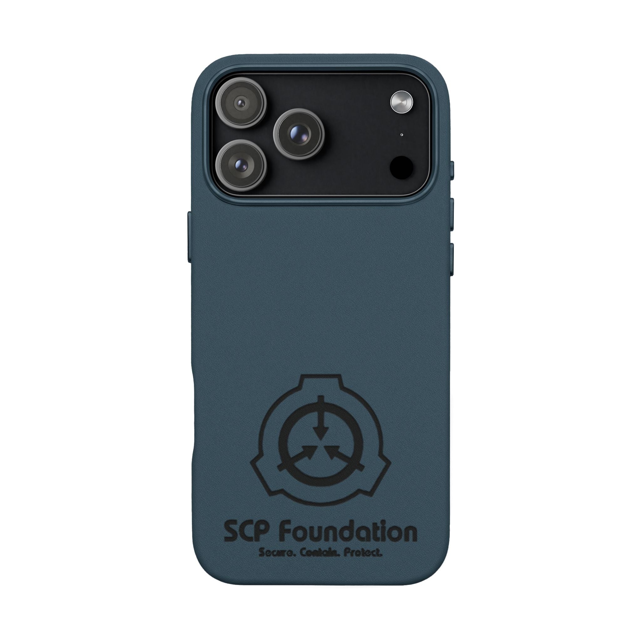 SCP Foundation PU Leather Phone Case — Embossed Logo Engraving
