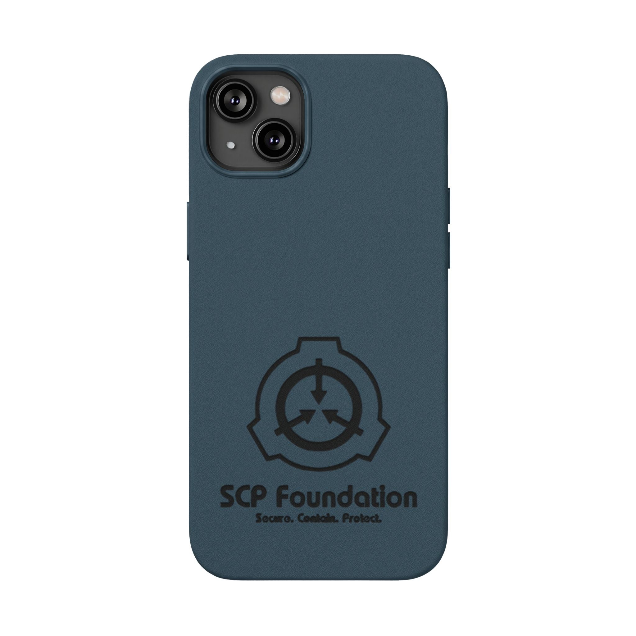 SCP Foundation PU Leather Phone Case — Embossed Logo Engraving