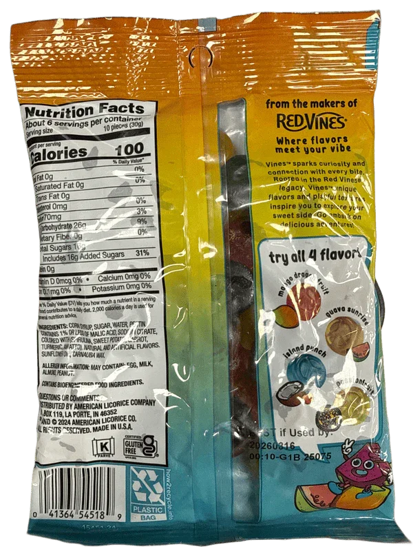 Vines Tropical Blend Gummy Peaces 179G - U.S Edition