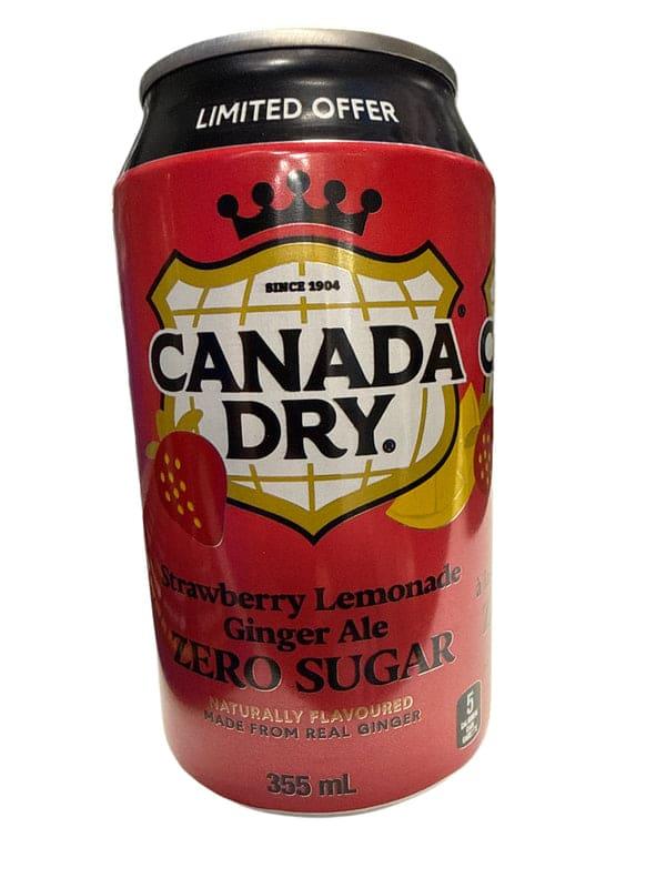 Canada Dry Limited Edition Zero Sugar Strawberry Lemonade Can 355ML - Canadian Edition