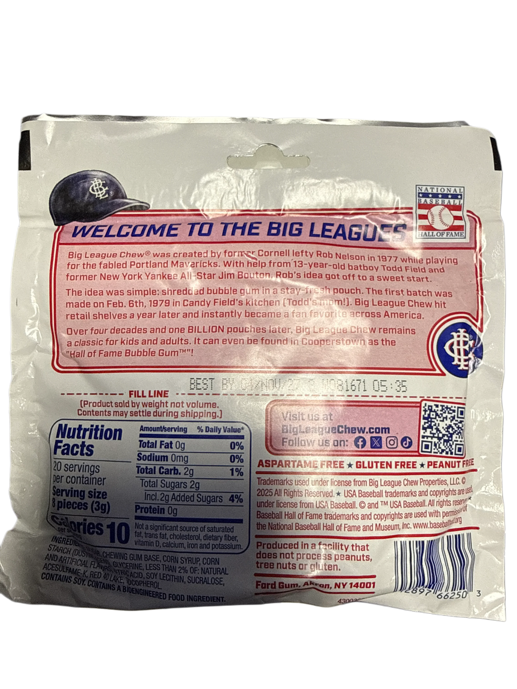 Big League Chew First Pitch Fruit Punch Bubblegum 60G - U.S Edition