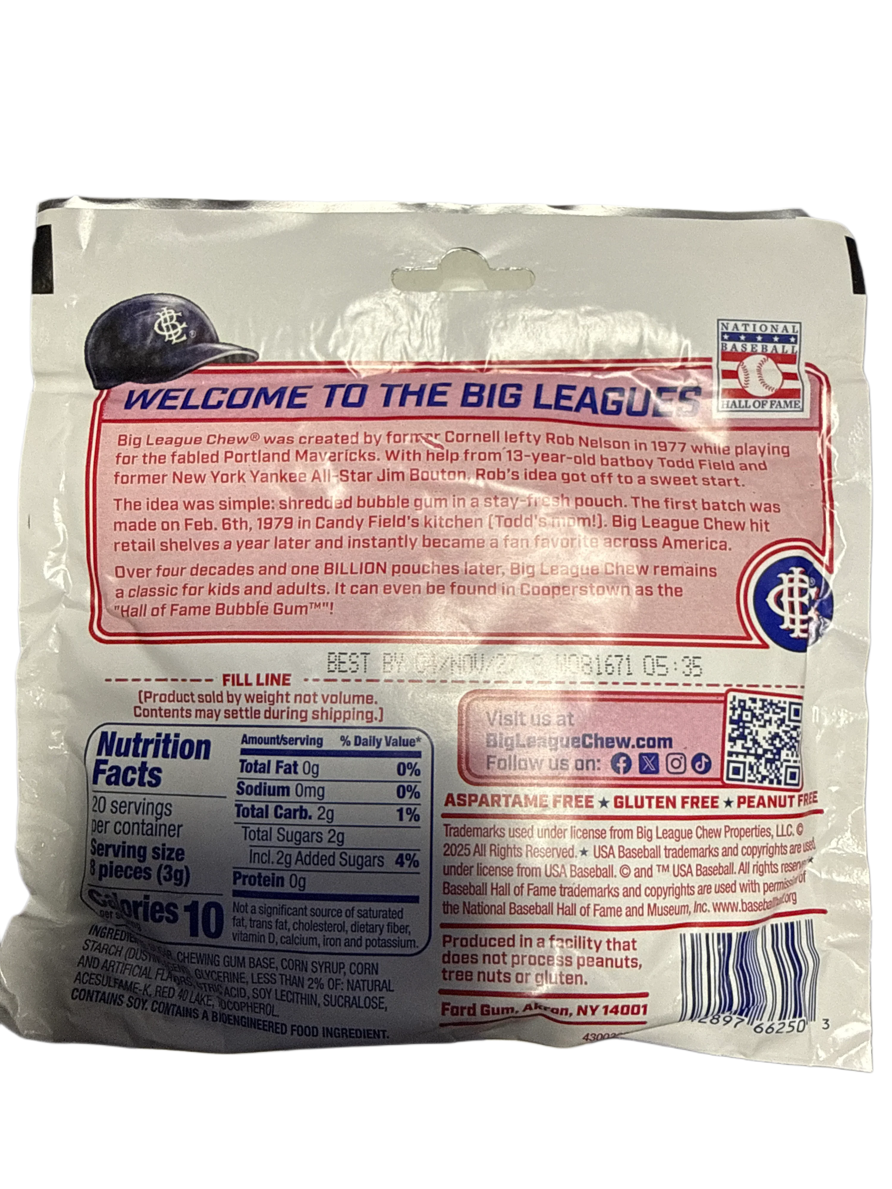 Big League Chew First Pitch Fruit Punch Bubblegum 60G - U.S Edition