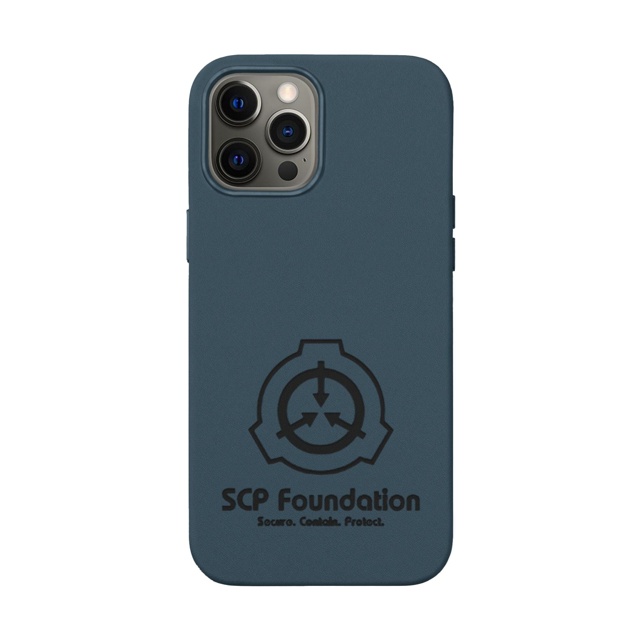 SCP Foundation PU Leather Phone Case — Embossed Logo Engraving