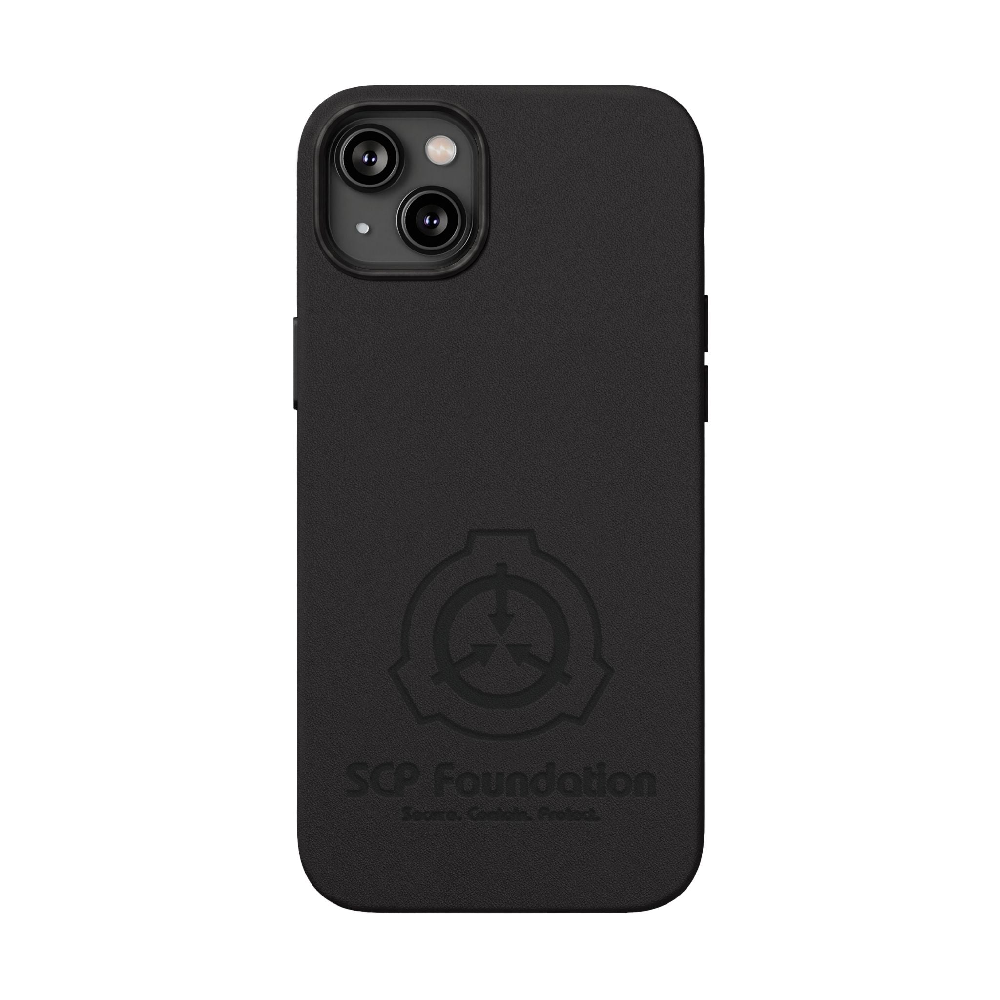 SCP Foundation PU Leather Phone Case — Embossed Logo Engraving