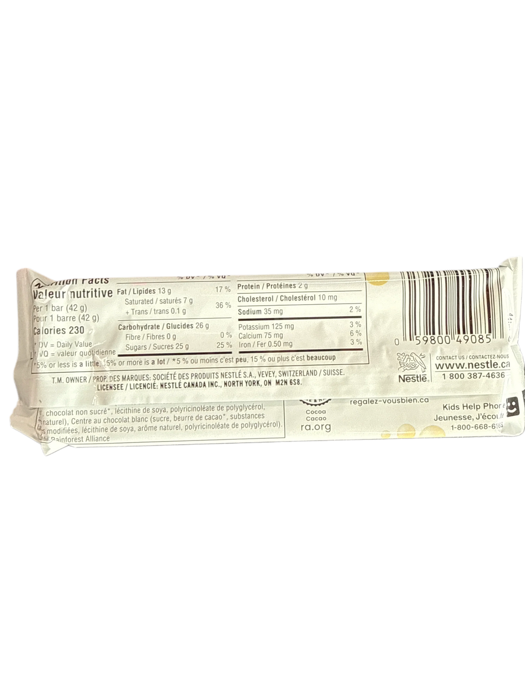 Aero White Chocolate Bar 42G - Canadian Version