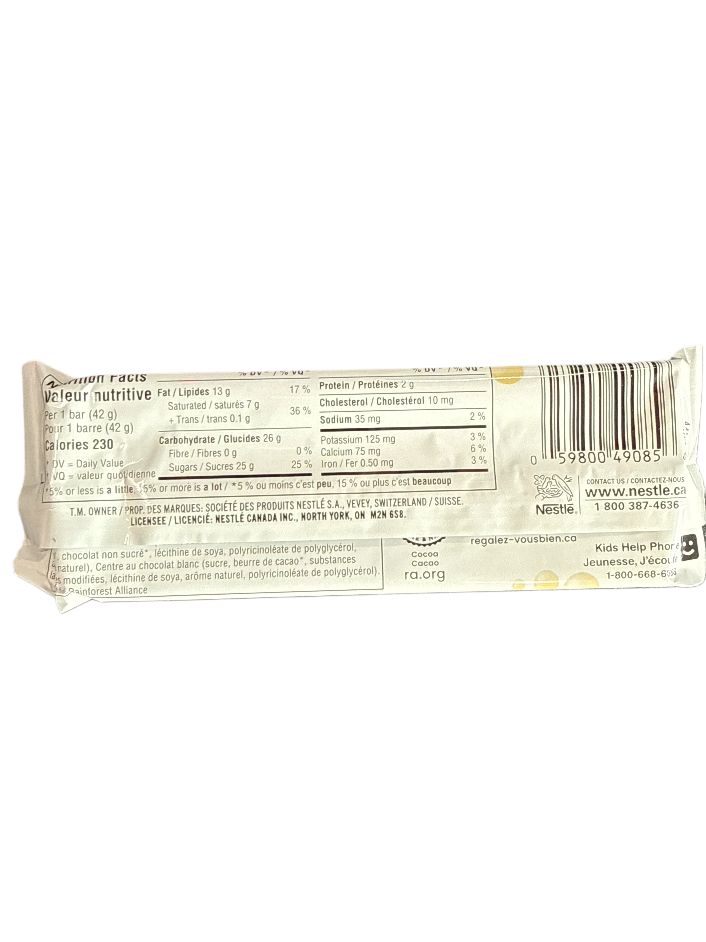Aero White Chocolate Bar 42G - Canadian Version