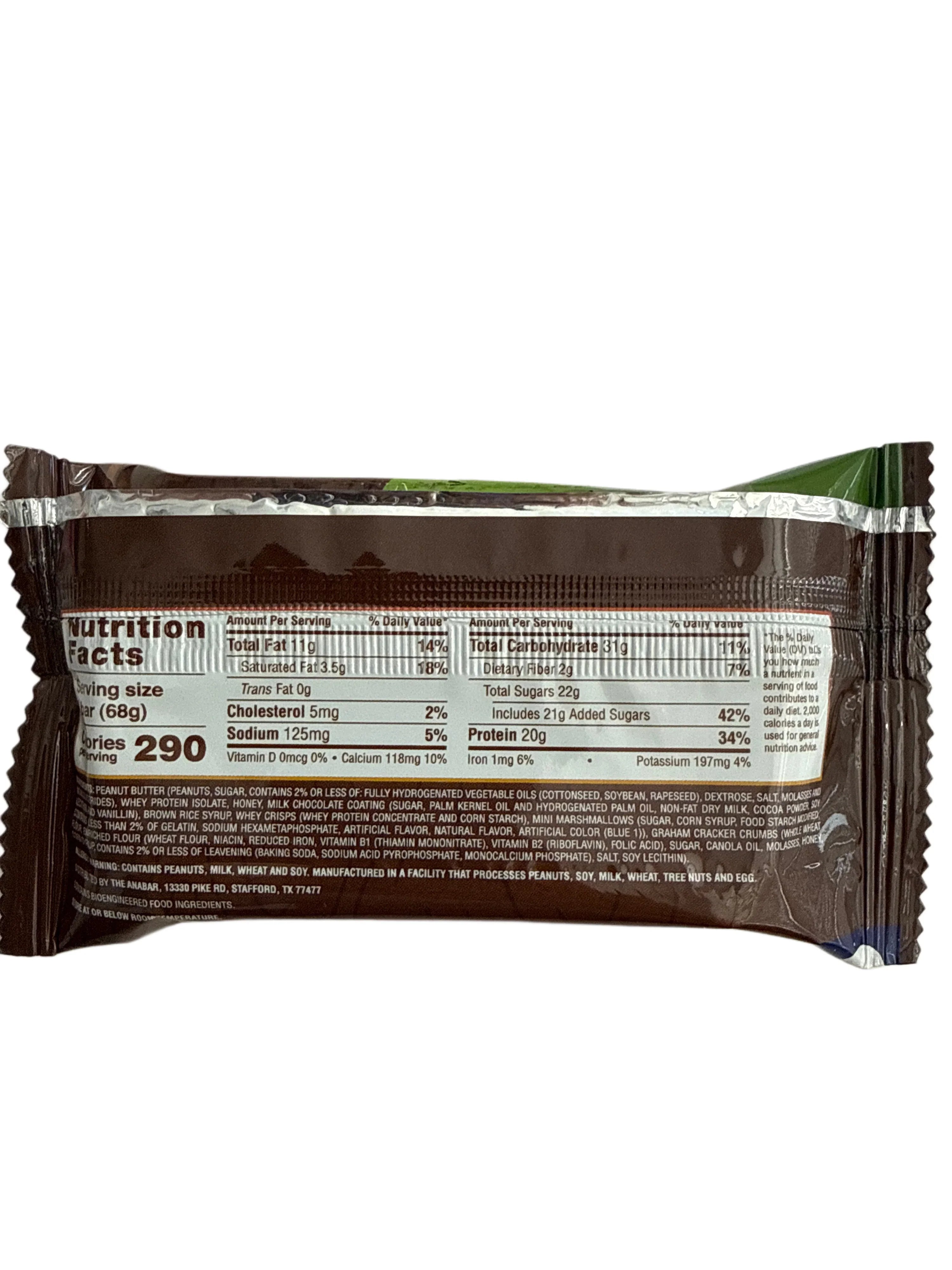 Anabar Milk Chocolate Campfire S'mores Flavour protein Bar 68G - U.S Edition