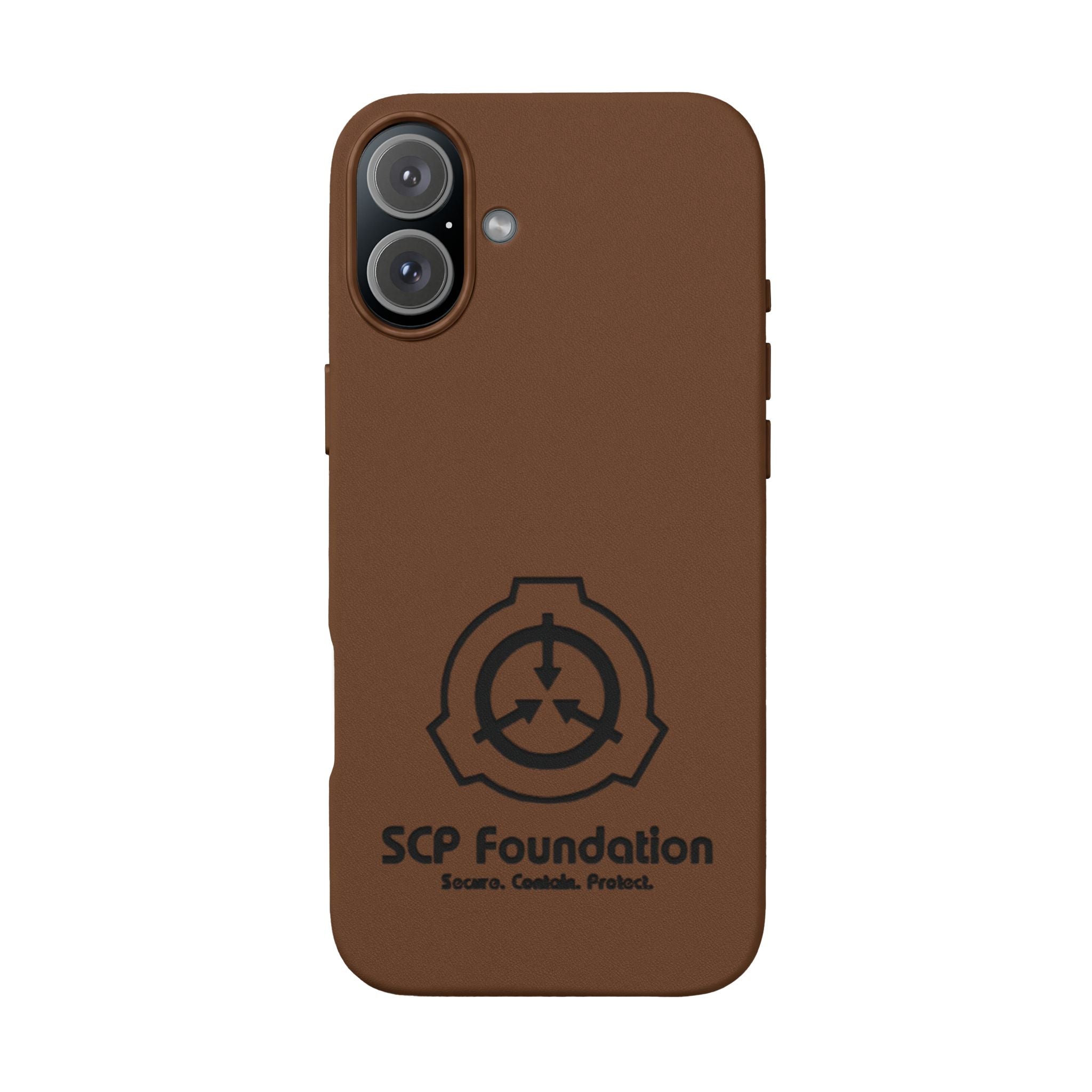 SCP Foundation PU Leather Phone Case — Embossed Logo Engraving