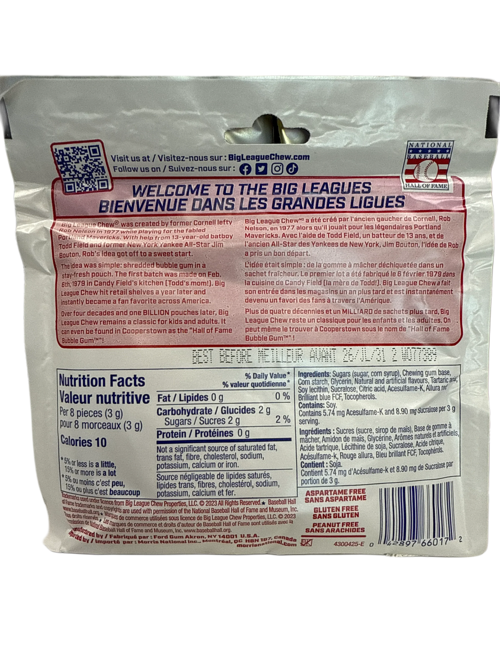Big League Chew Ground Ball Grape Flavour 60G - U.S Edition