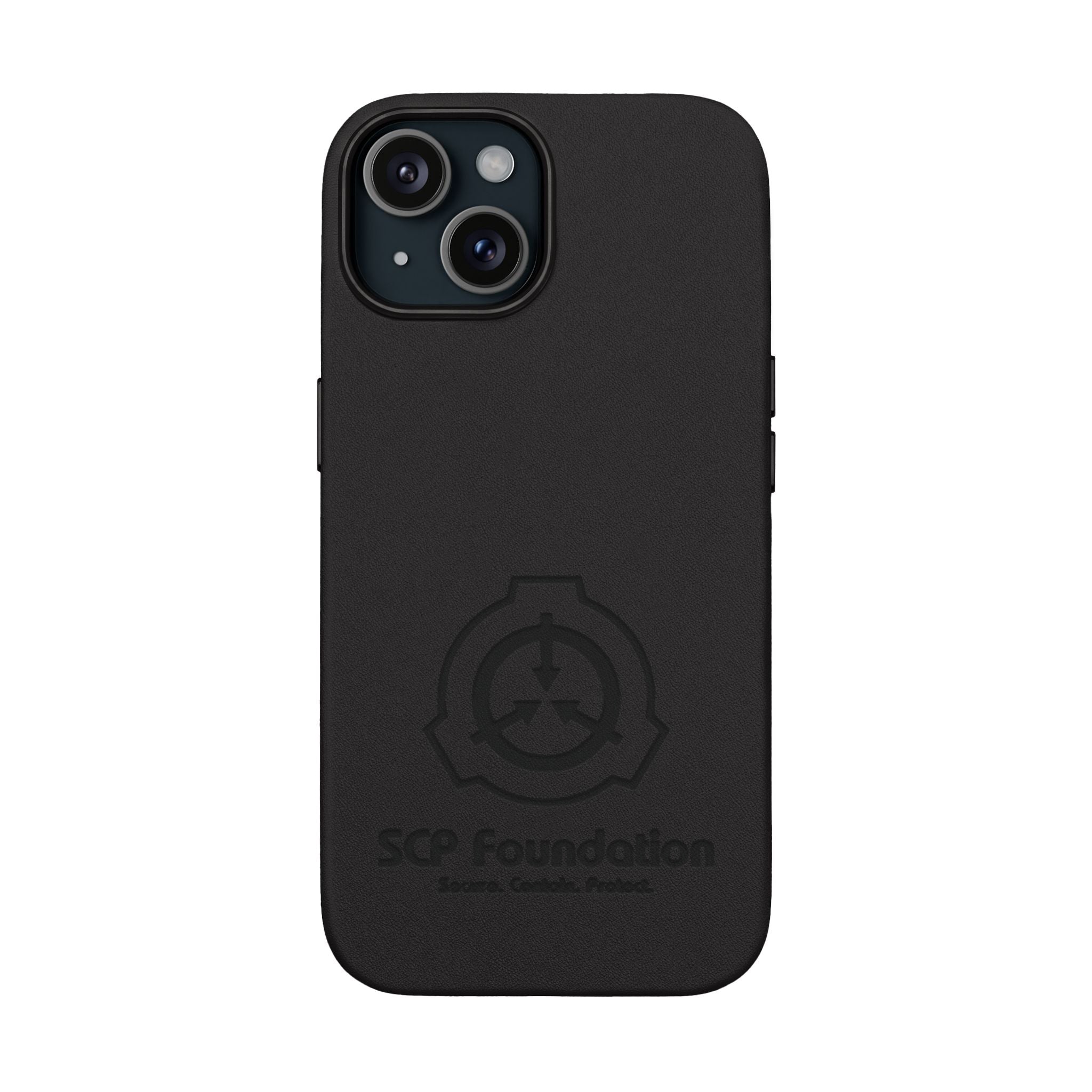 SCP Foundation PU Leather Phone Case — Embossed Logo Engraving