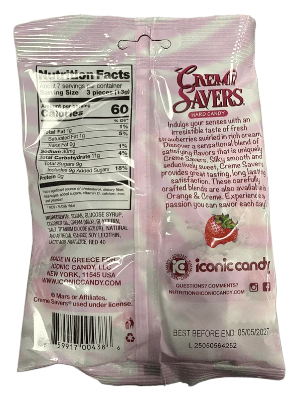 Creme Savers Strawberries And Creme Hard Candy 85G - U.S Edition
