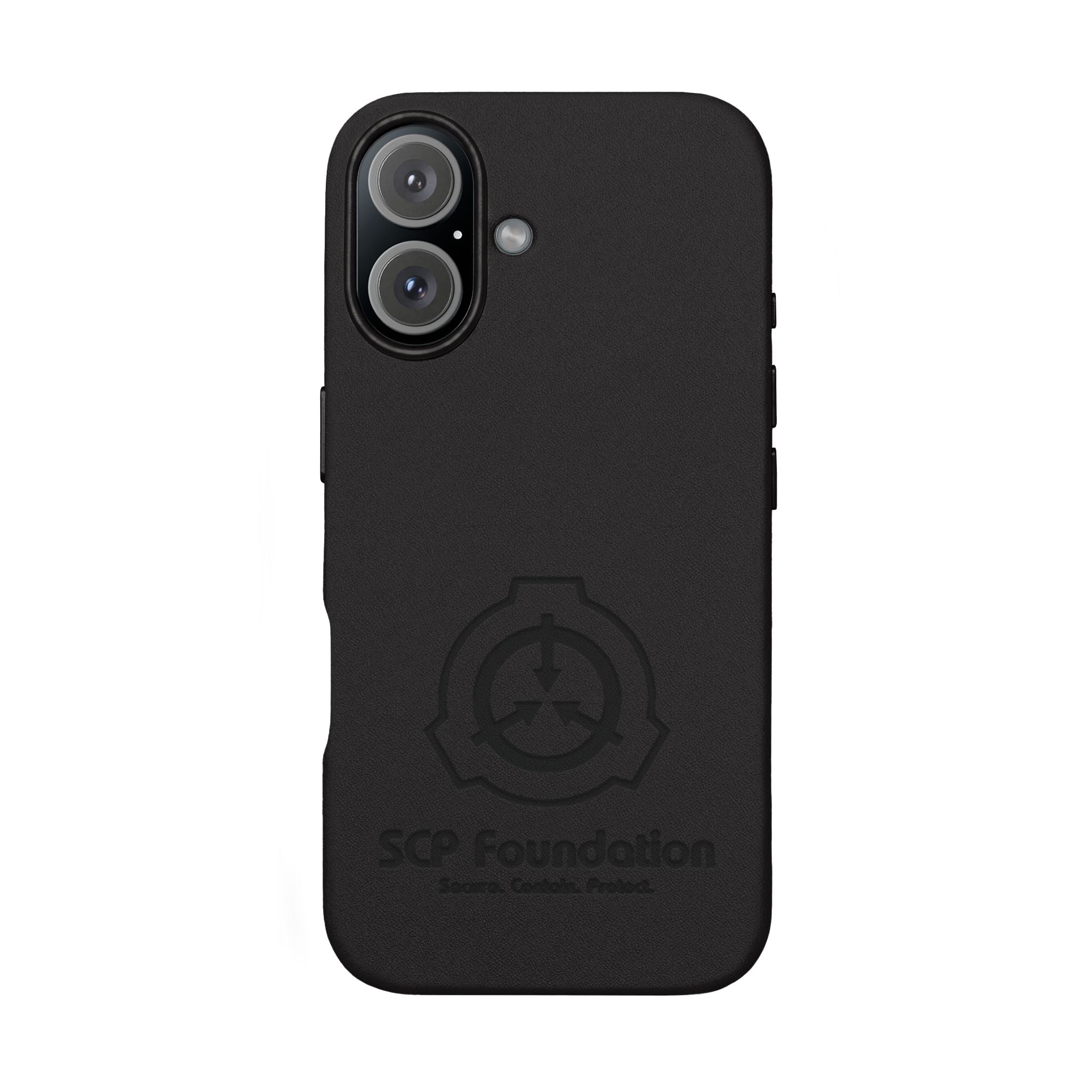 SCP Foundation PU Leather Phone Case — Embossed Logo Engraving